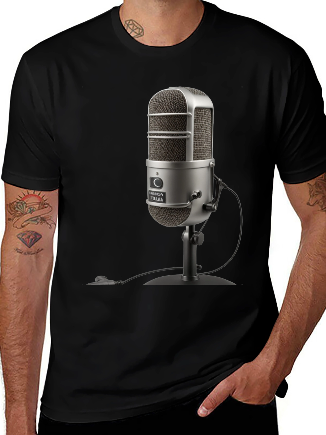 Variant 14 of Vintage Microphone Black T-Shirt