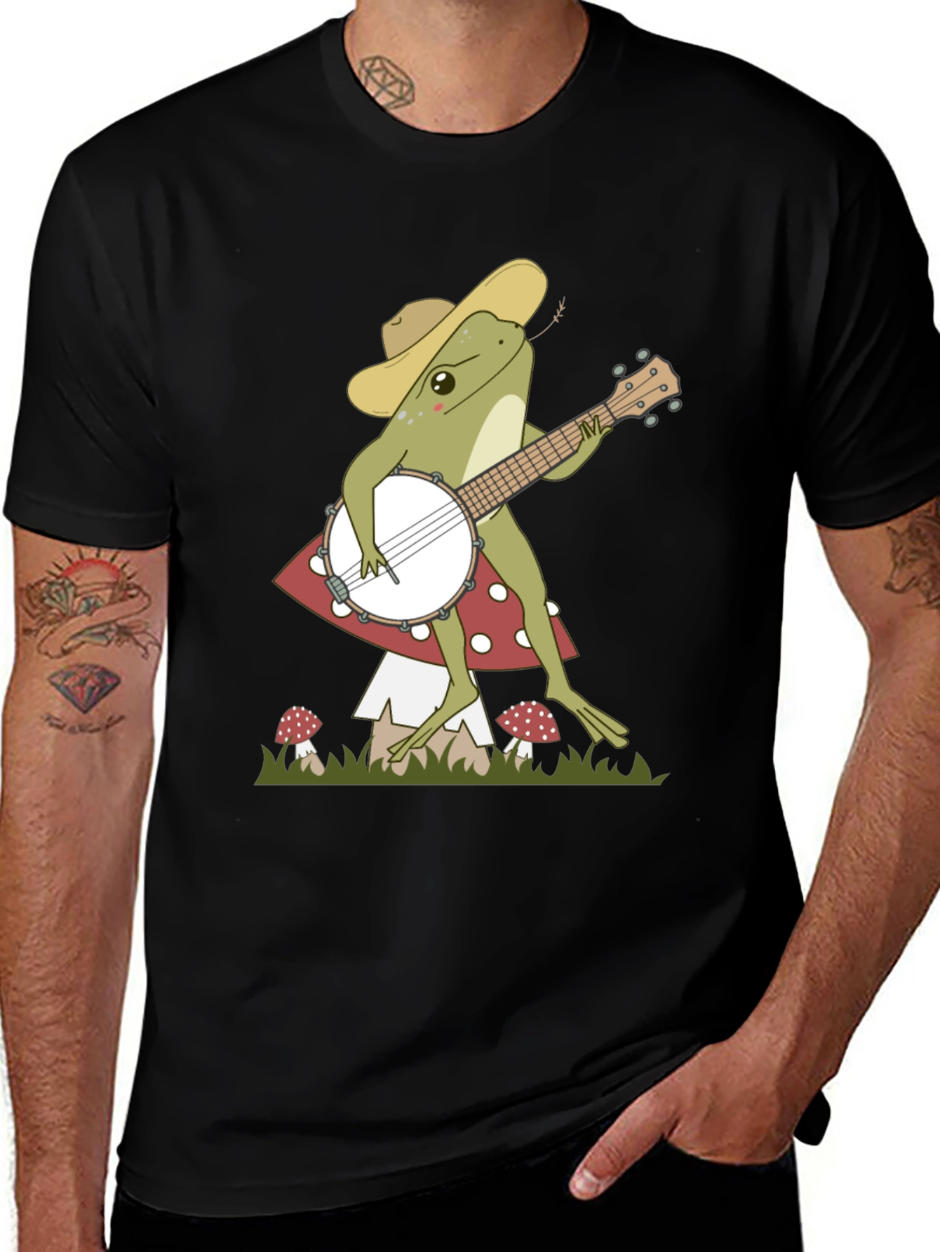 Variant 19 of Banjo Frog T-Shirt: Musician Toadstool Tee