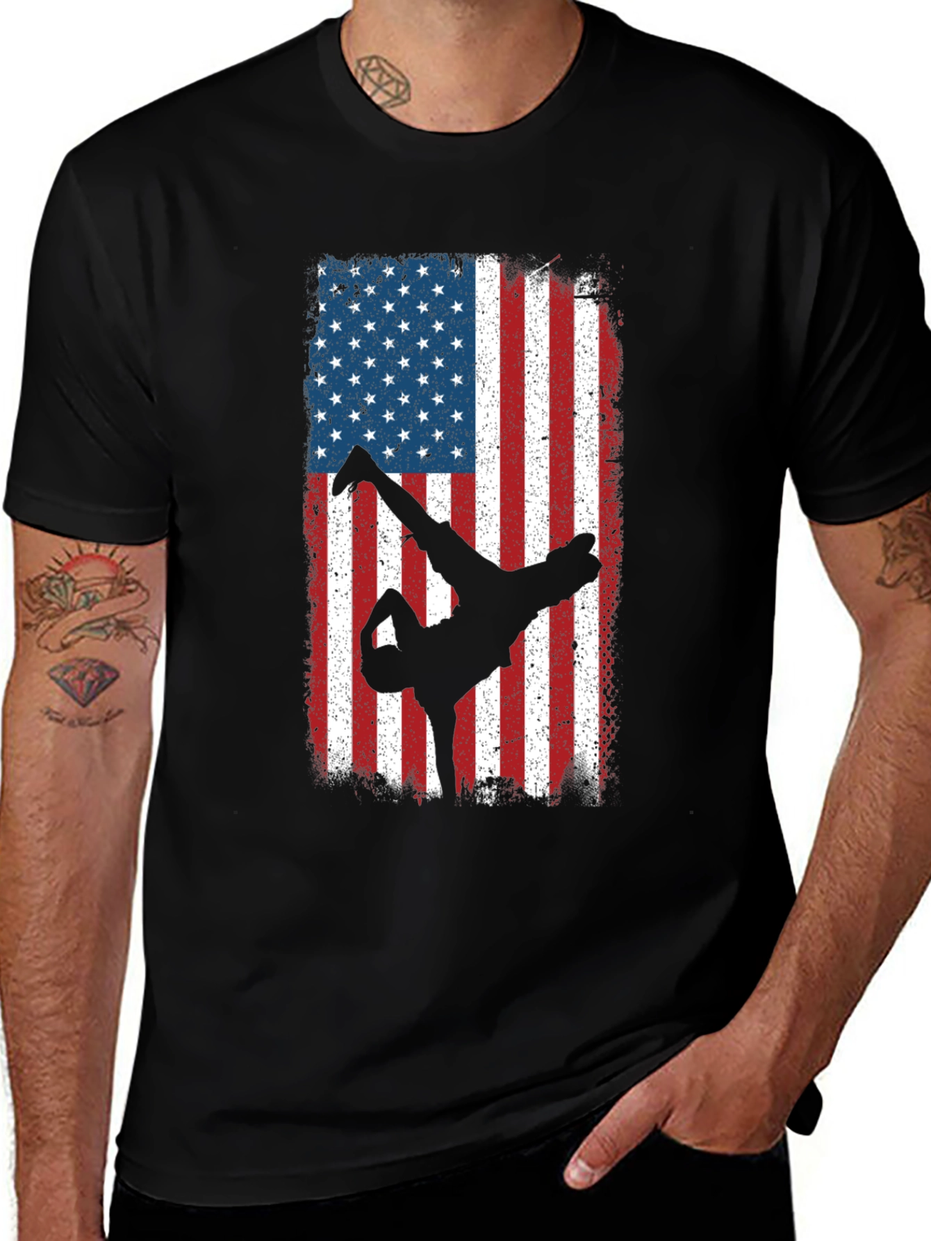 Variant 19 of American Flag Breakdancer Graphic Tee