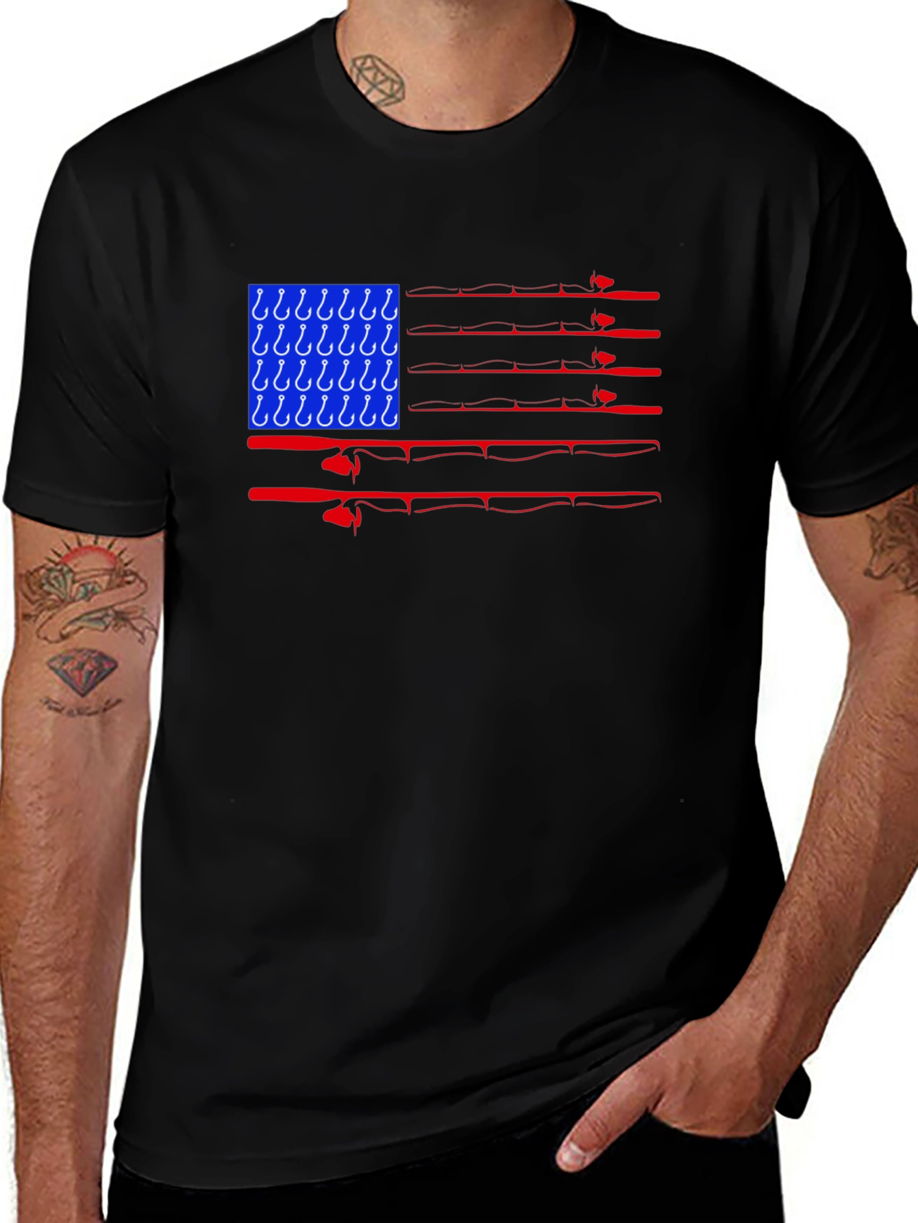 Variant 19 of Fishing USA Flag Graphic T-Shirt