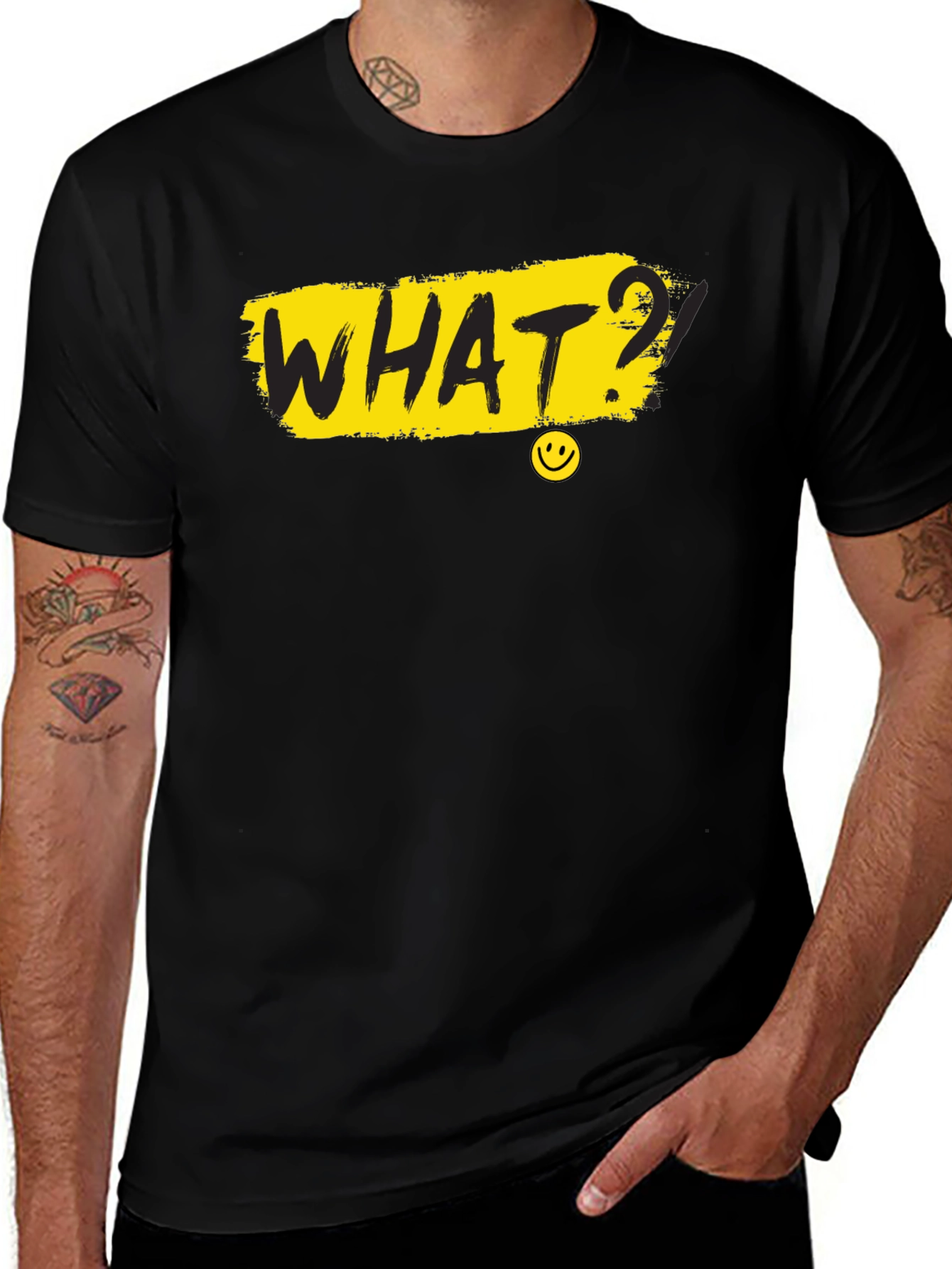 Variant 9 of What? Men's Black Graphic T-Shirt