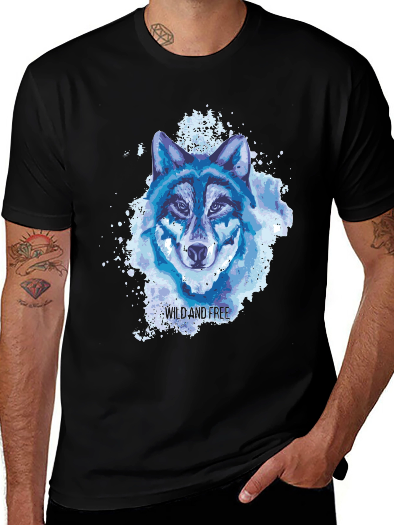 Variant 13 of Wild and Free Wolf Graphic Tee - Black