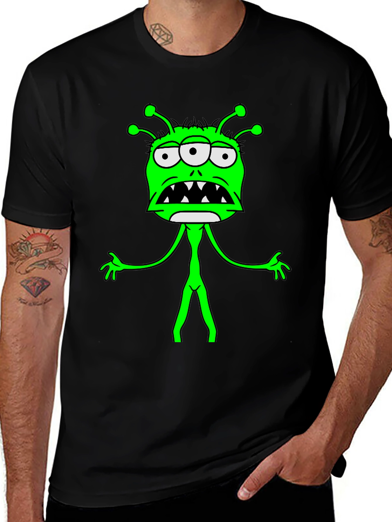 Variant 21 of Three-Eyed Alien Graphic Tee - Black