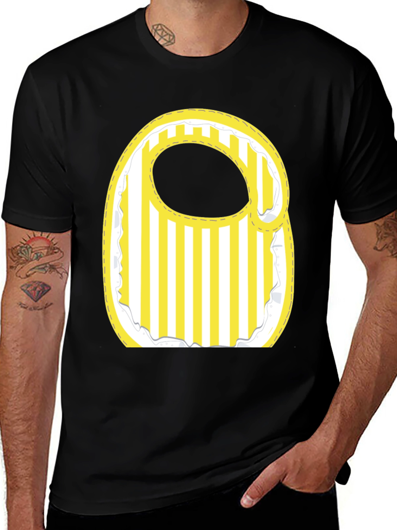 Variant 18 of Stylish Striped Baby Bib Graphic Tee