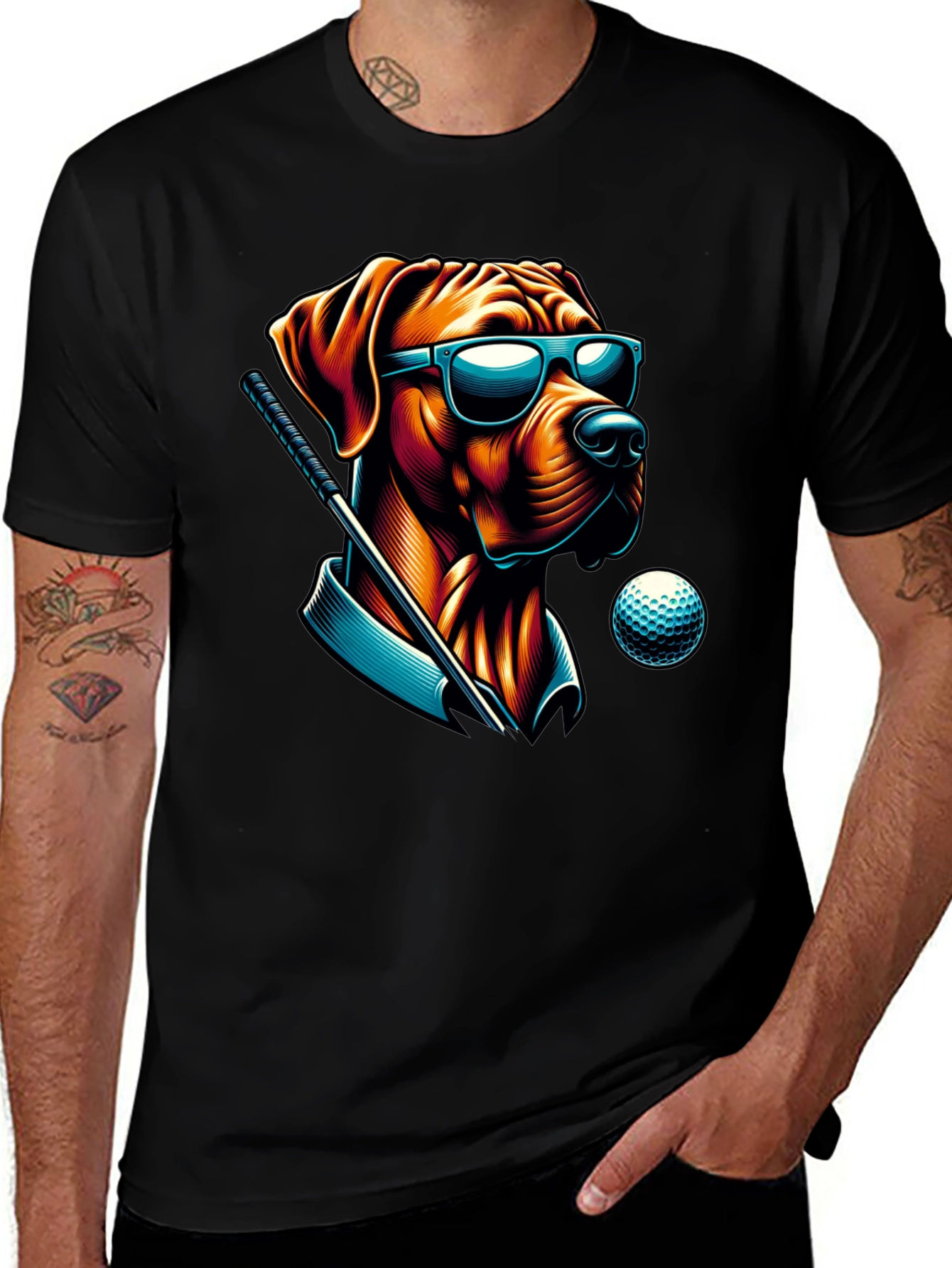 Variant 19 of Golf Dog Tee: Cool Canine Golfer T-Shirt