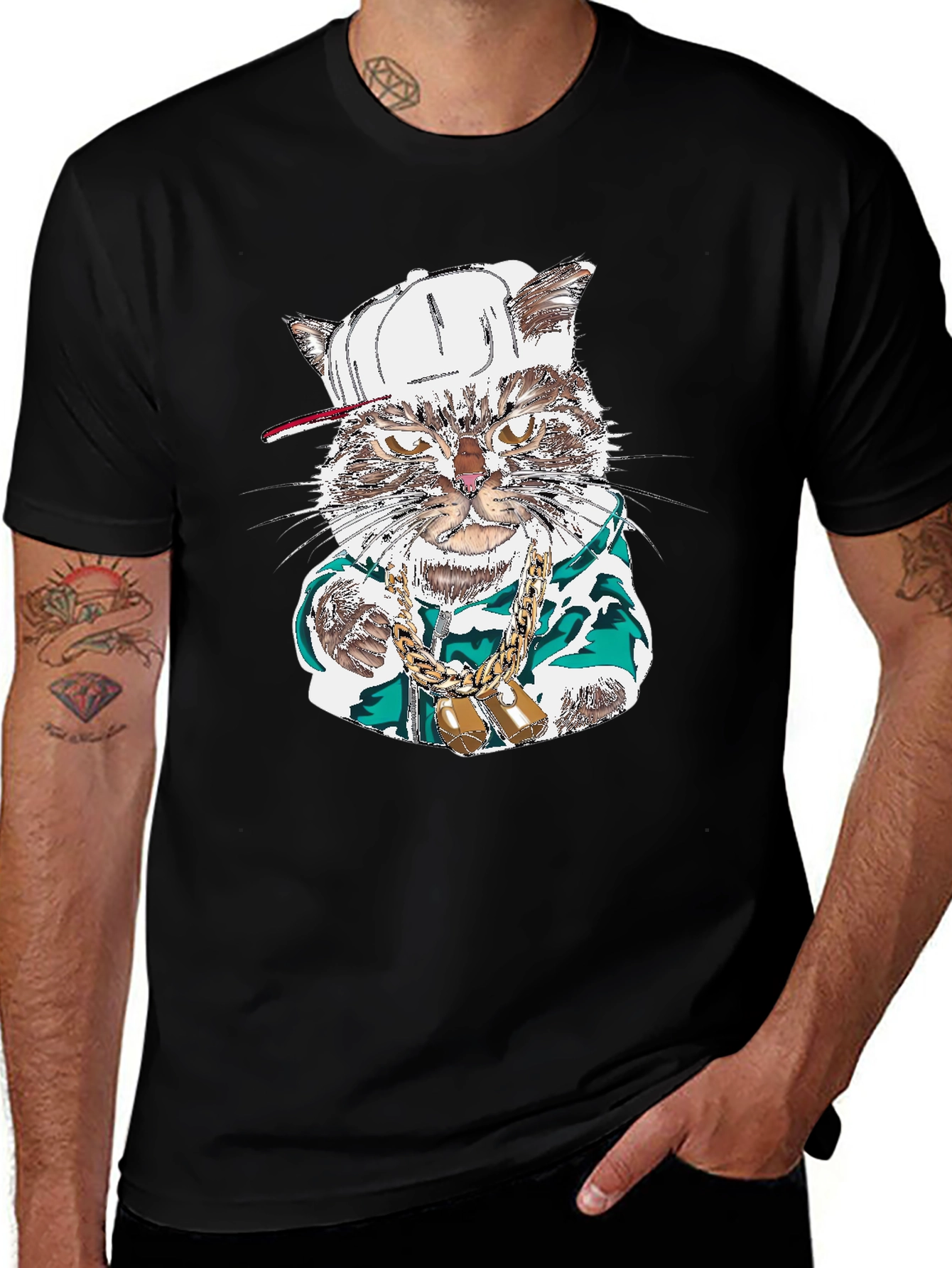 Variant 26 of Cool Cat T-Shirt - Gangster Kitty Tee