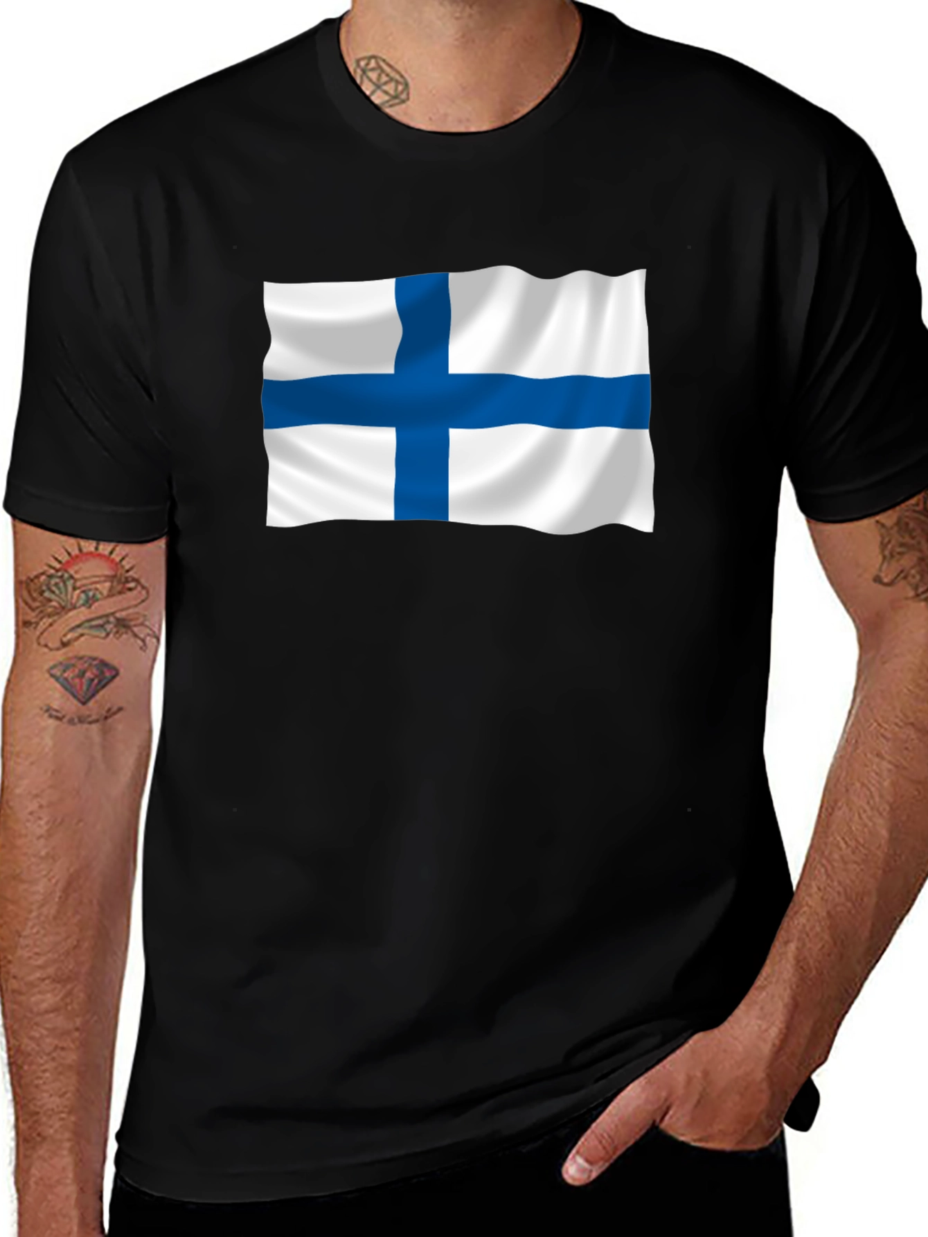 Finland Flag T-Shirt - Black