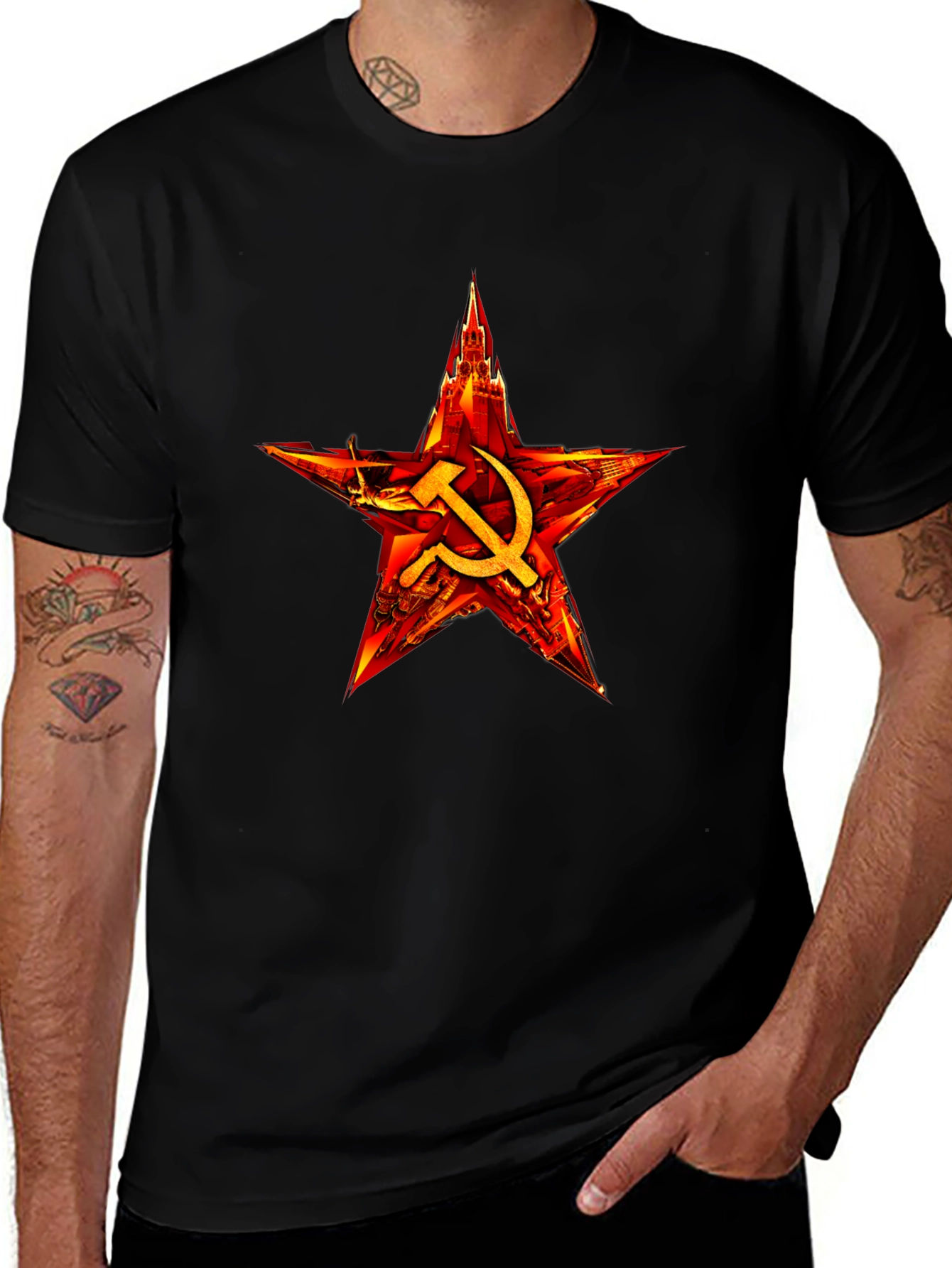 Variant 22 of Red Star Hammer & Sickle Graphic T-Shirt