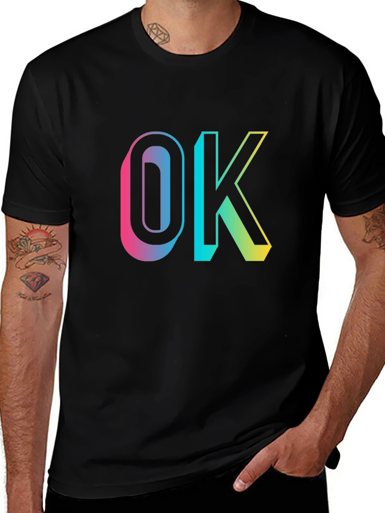 Variant 12 of OK Gradient Graphic Tee - Casual Comfort