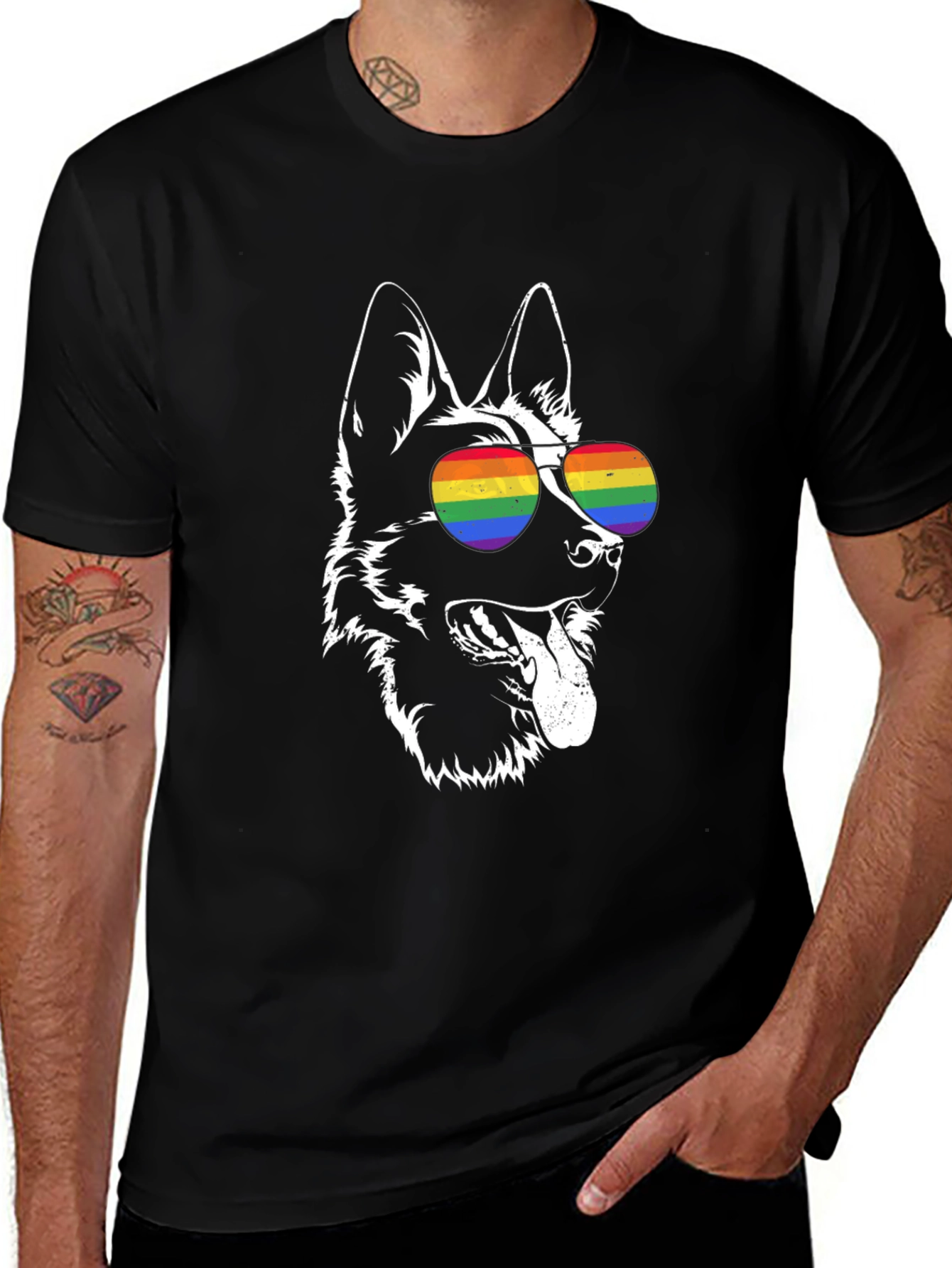 Cool Dog Graphic Tee - Pride Glasses