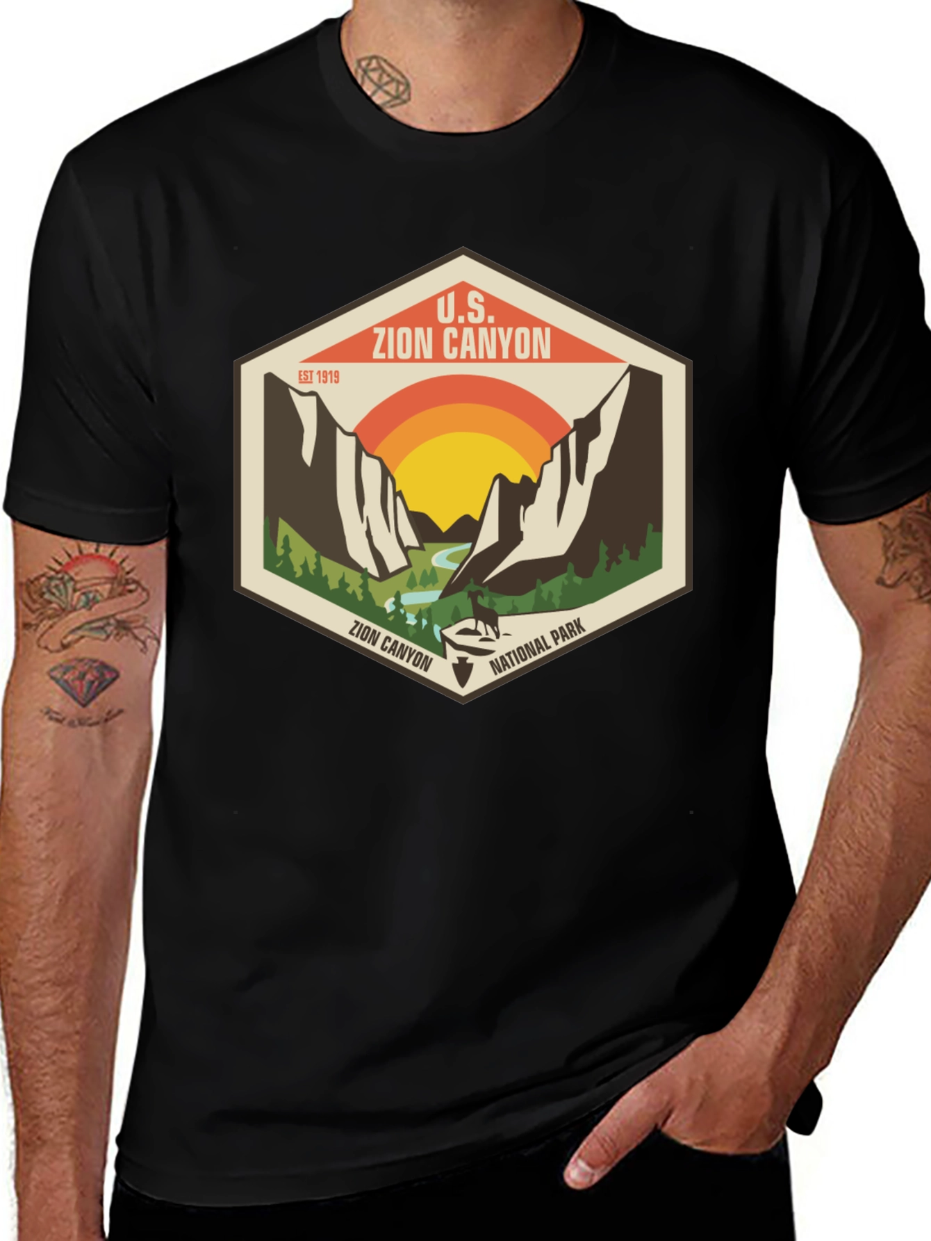 Black Zion Canyon National Park Graphic Tee main image