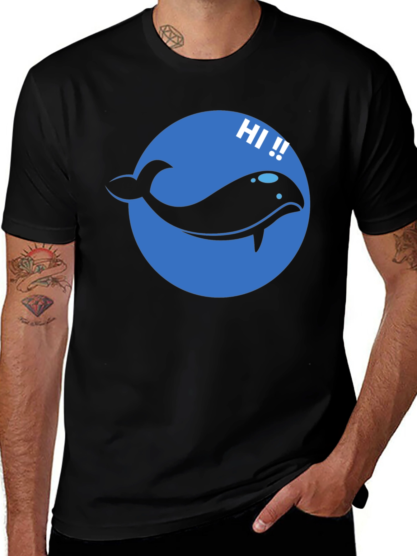 Variant 15 of Whale Graphic Tee - 'Hi!!' Design