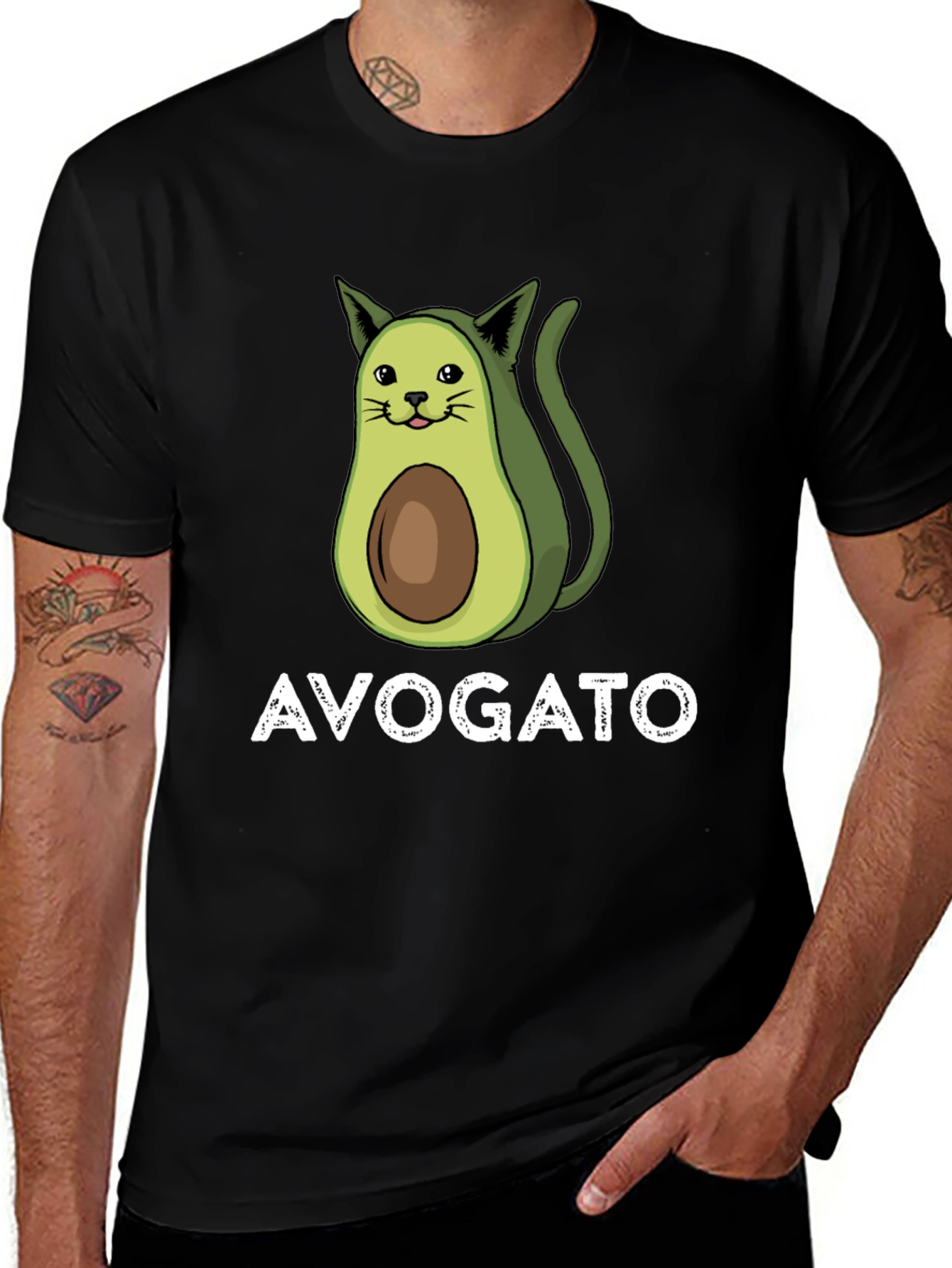 Avogato T-Shirt - Avocado Cat Pun Tee