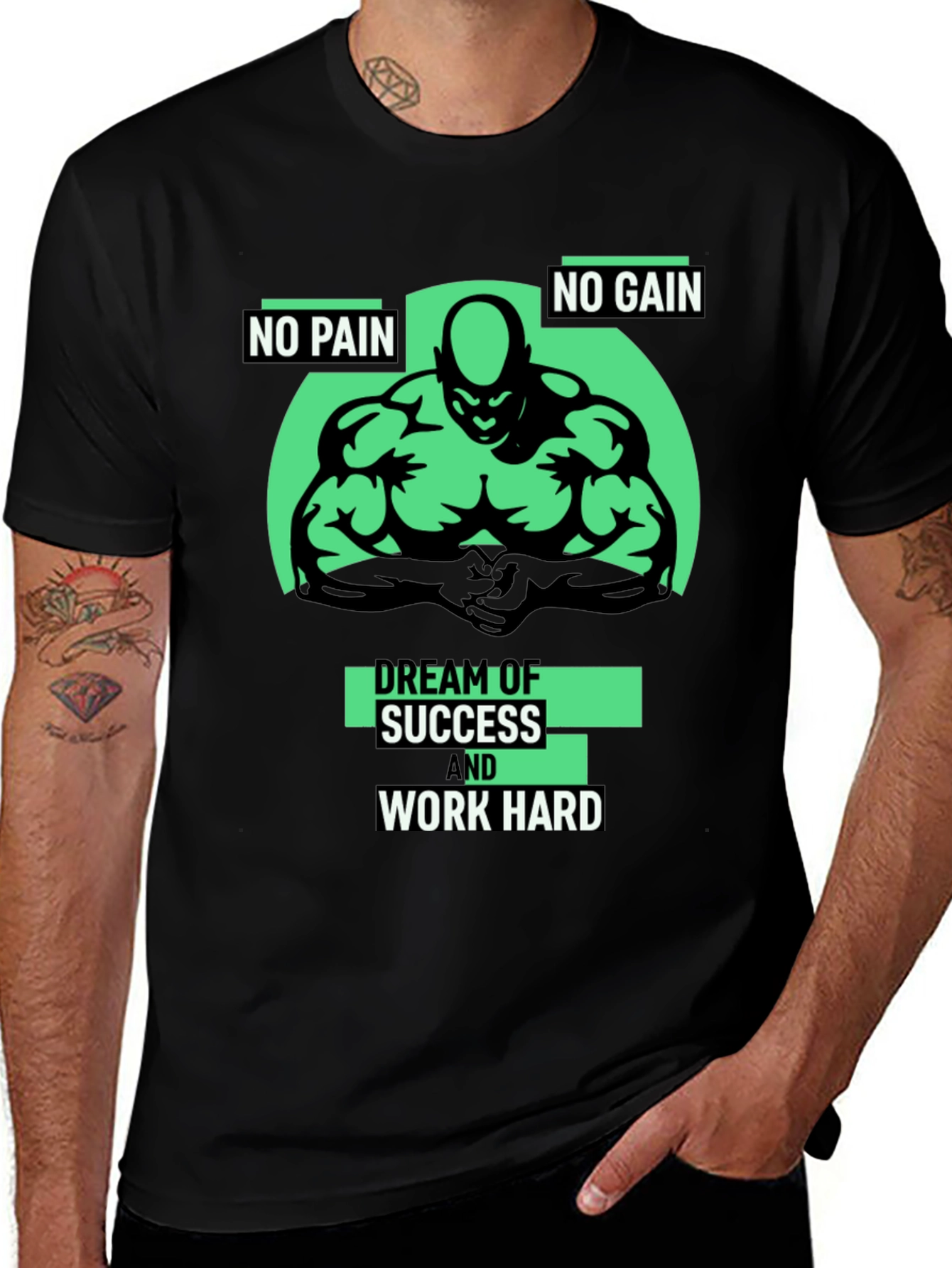 Variant 12 of Motivational Gym T-Shirt - No Pain No Gain