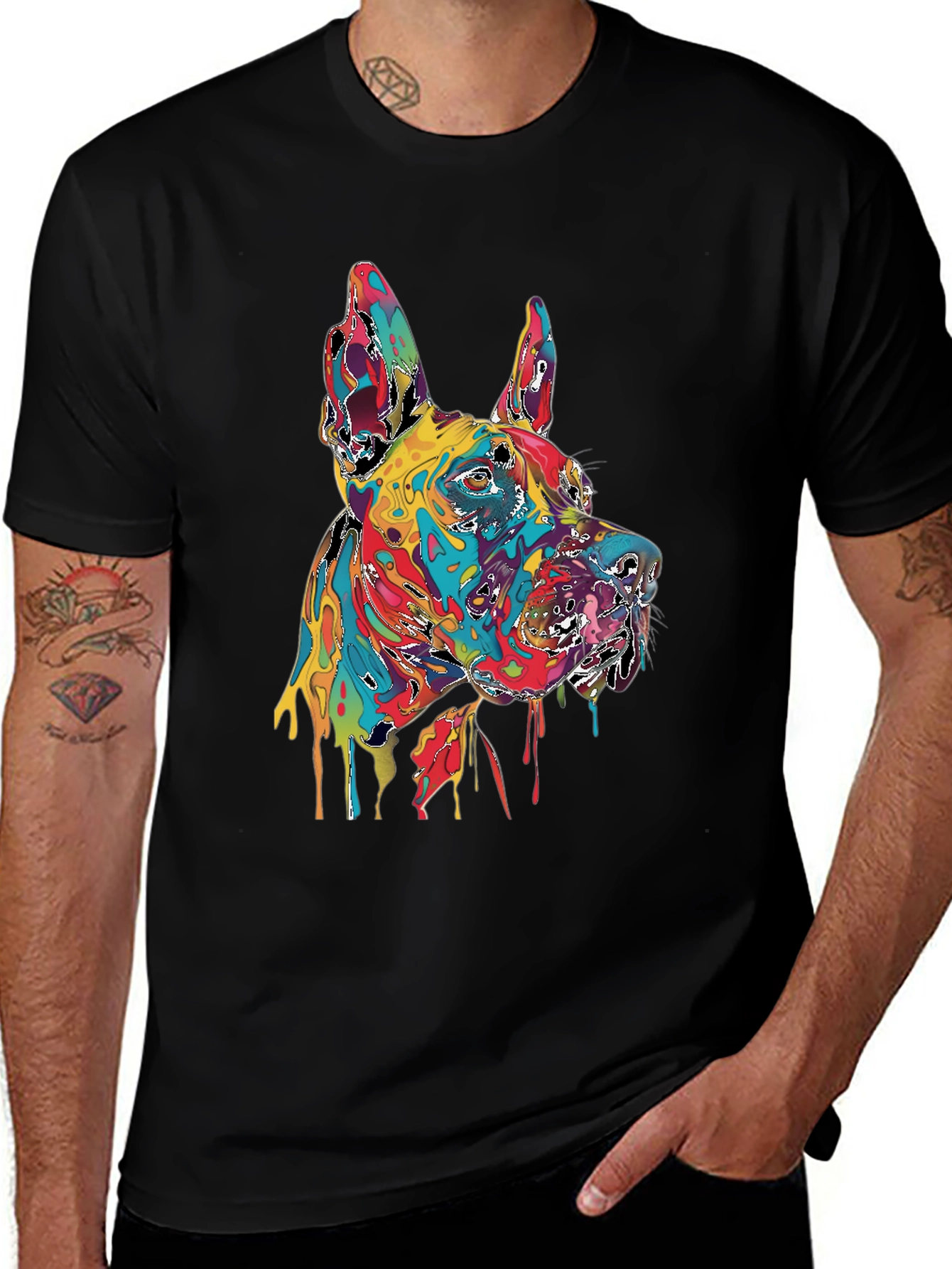 Variant 22 of Vibrant Dog Graphic Tee - Unique Artistic Design