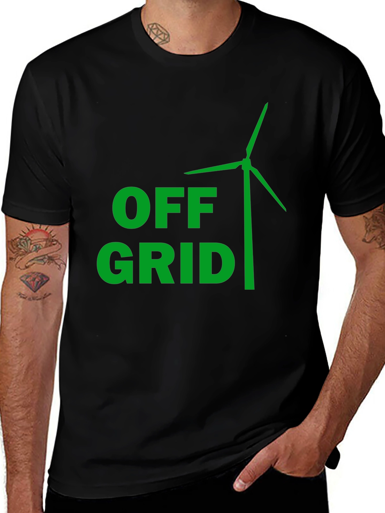 Variant 14 of Off Grid Wind Turbine Graphic Tee - Eco Friendly