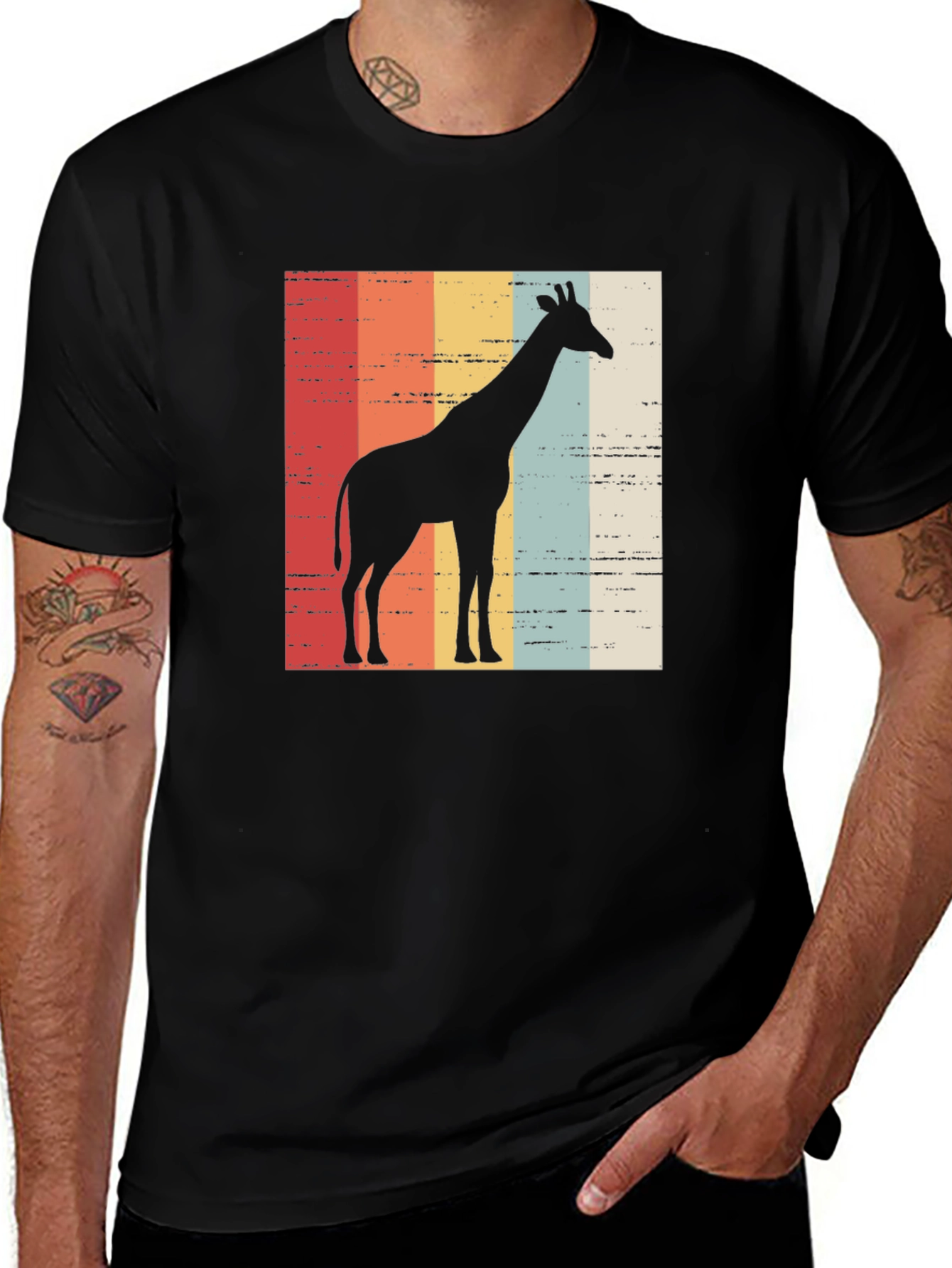 Variant 24 of Retro Giraffe Sunset Tee