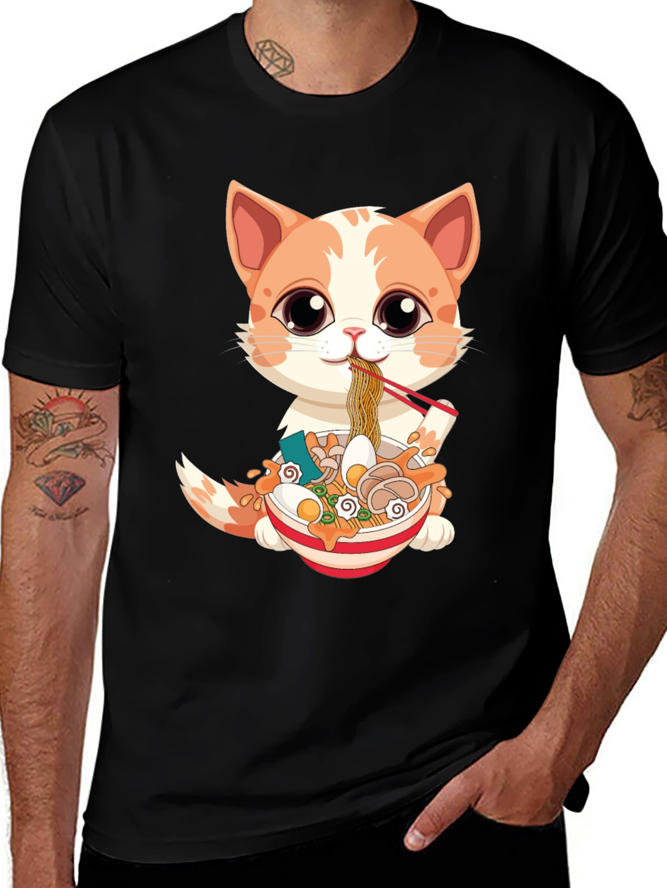 Variant 23 of Cat Ramen T-Shirt - Cute Anime Style