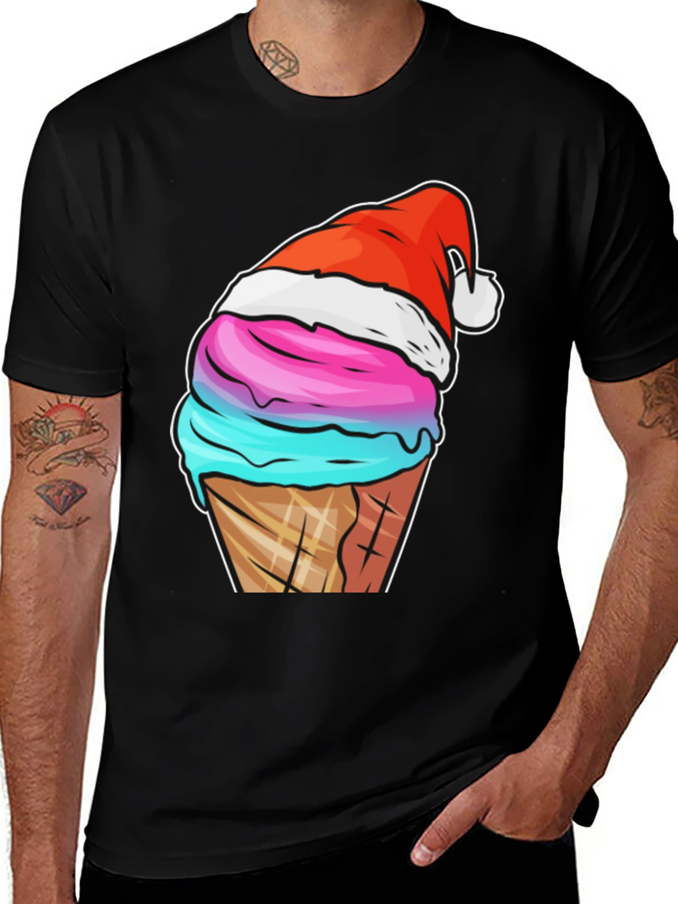 Variant 9 of Festive Ice Cream Cone Tee - Holiday Novelty Shirt