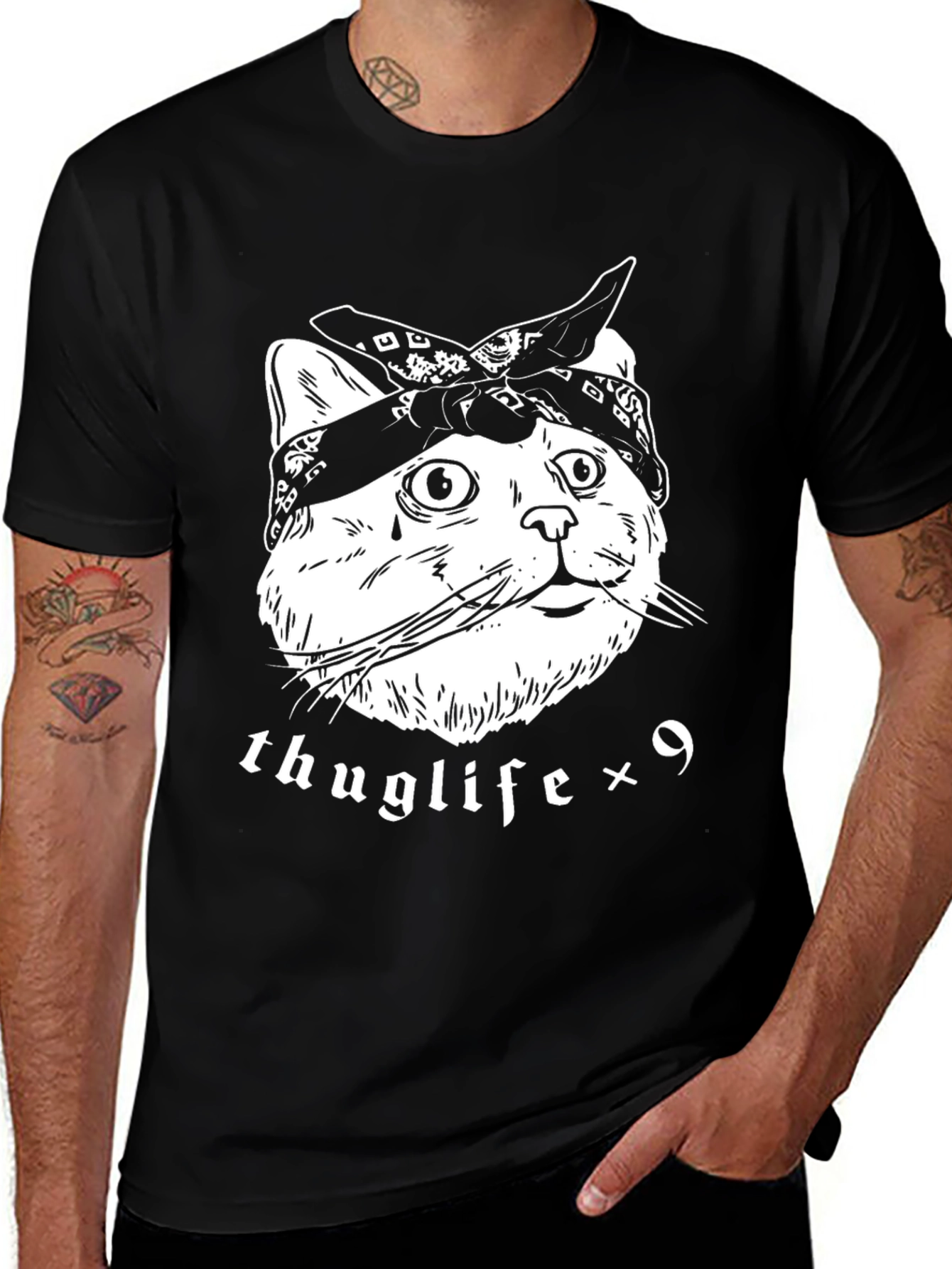 Variant 7 of Thuglife Cat T-Shirt - Bandana Kitten Tee