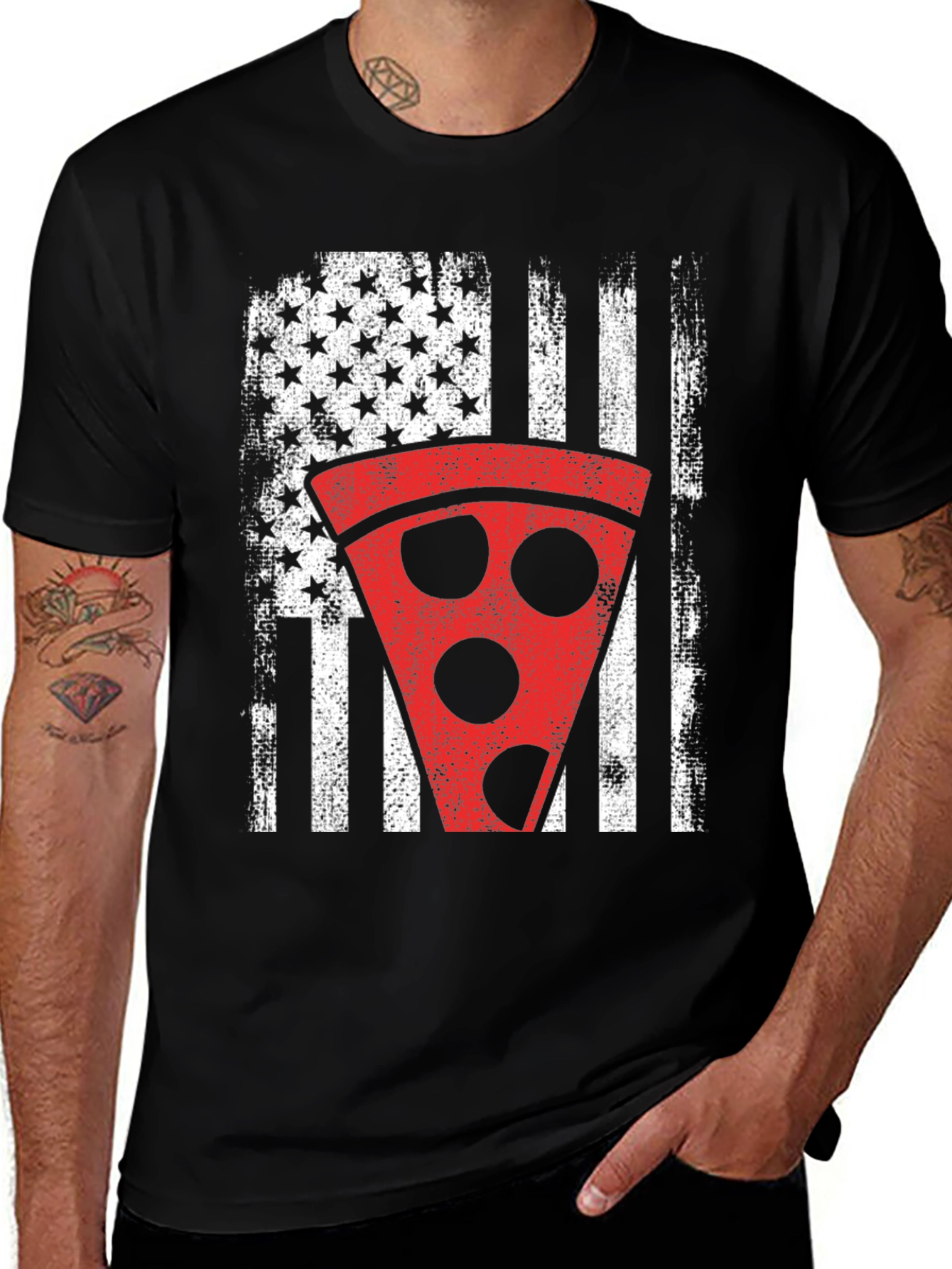 Pizza USA Flag Graphic T-Shirt