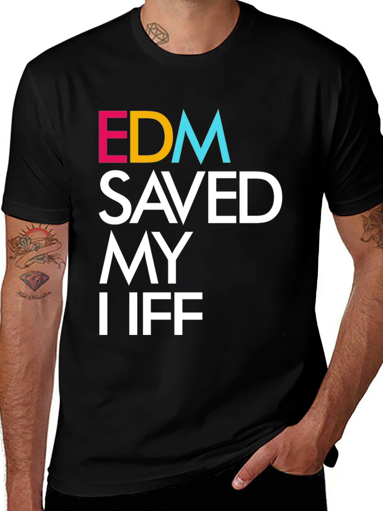 EDM Saved My Life Graphic Tee - Black Cotton T-Shirt