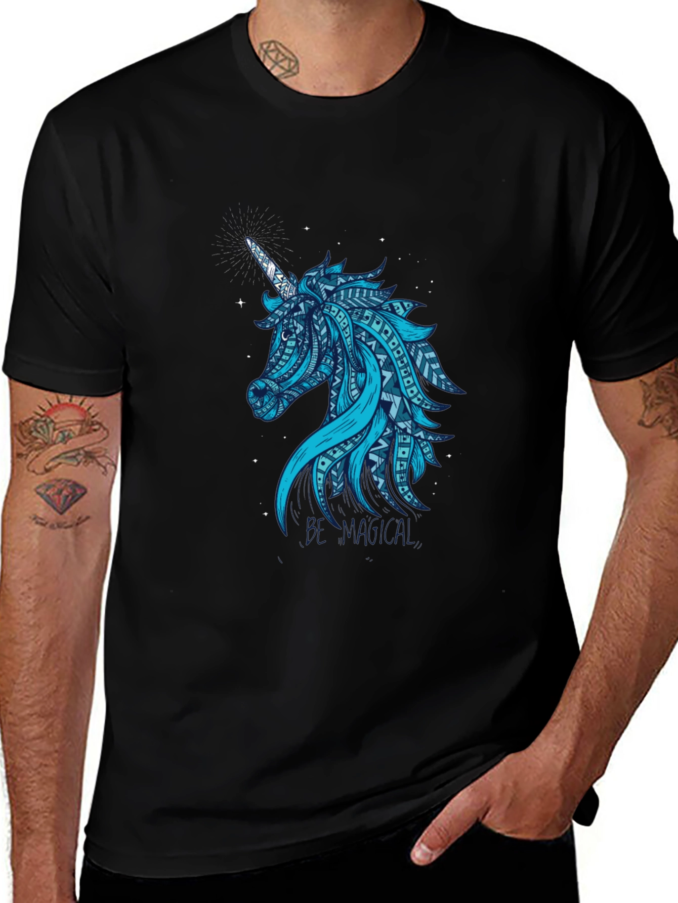 Variant 24 of Magical Unicorn Graphic Black T-Shirt