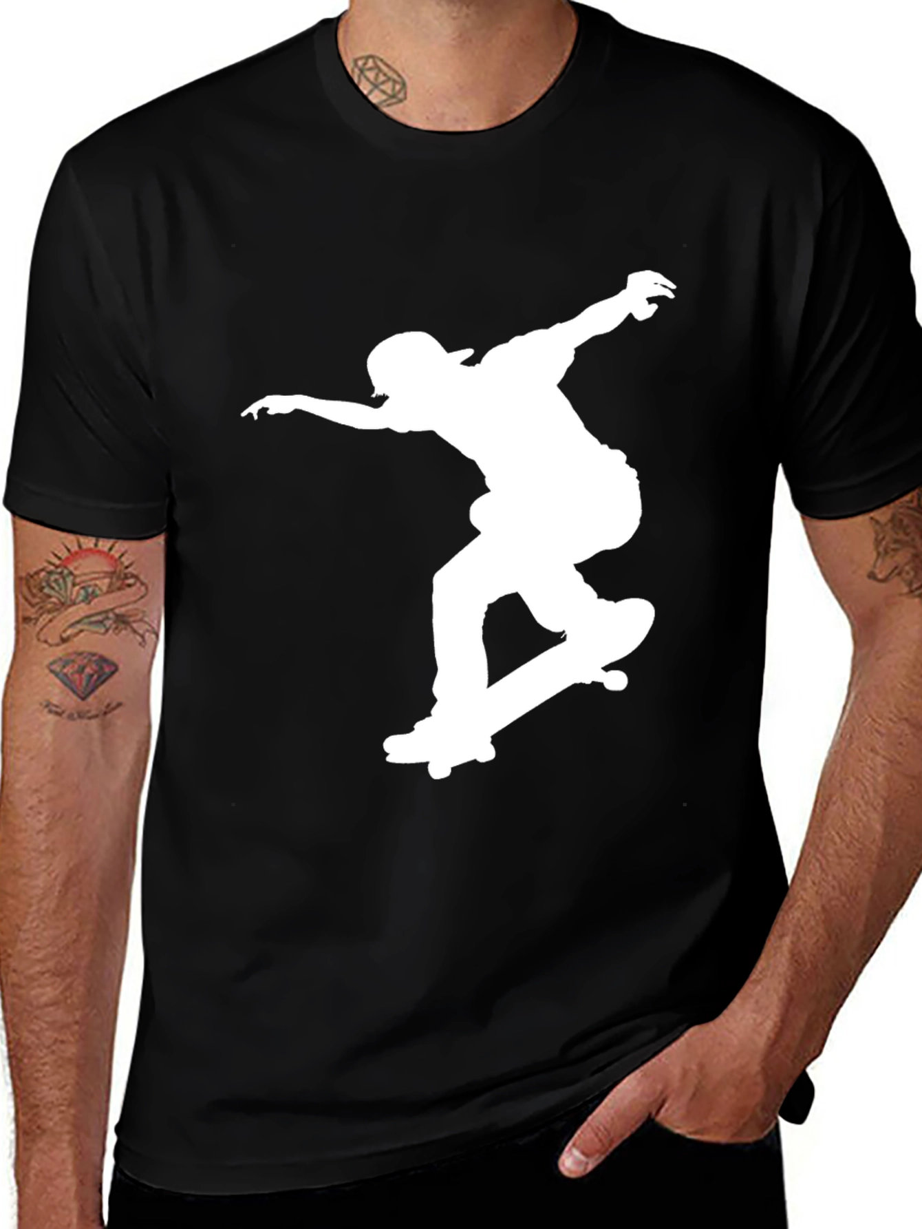 Variant 24 of Skateboarder Graphic Black T-Shirt