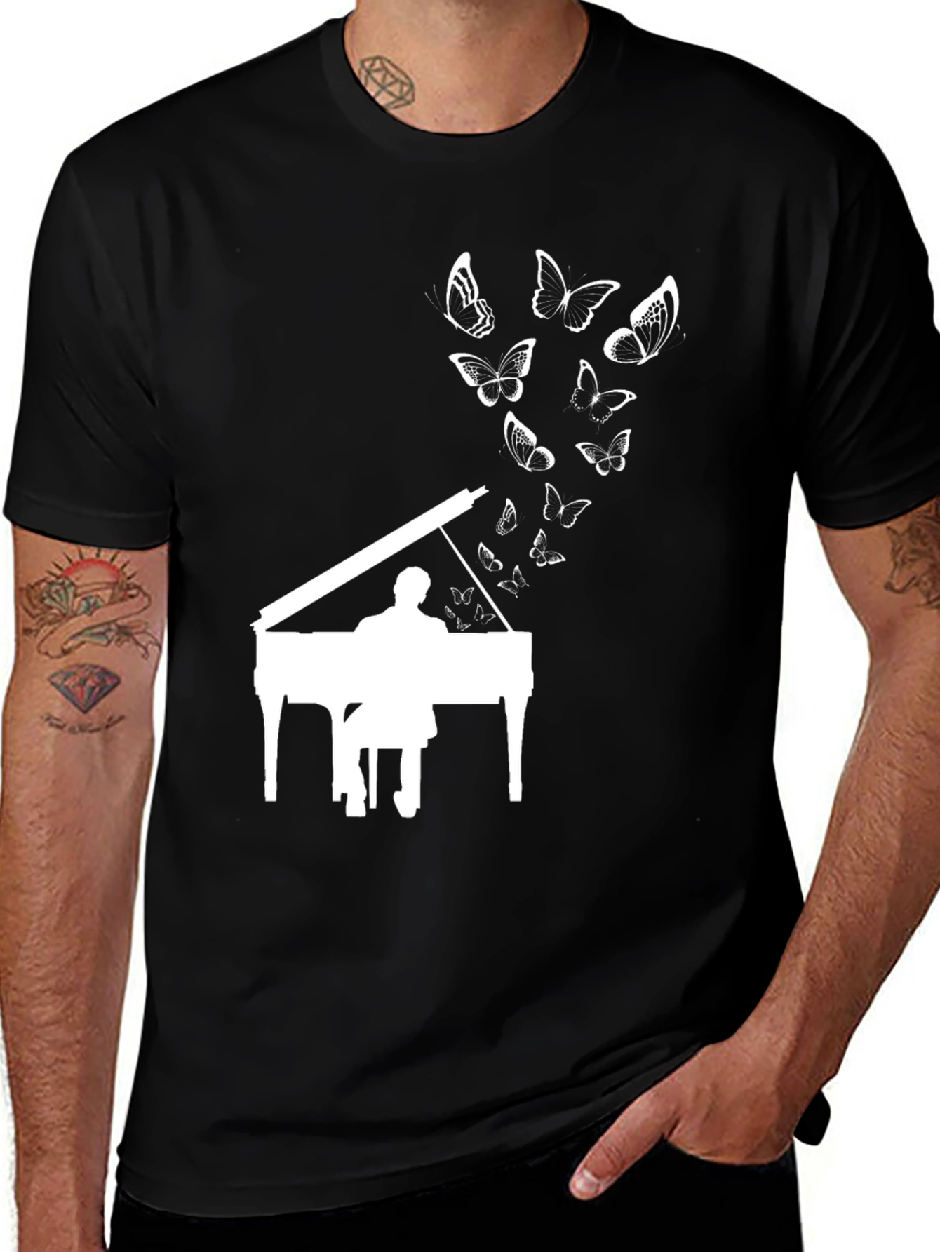 Variant 28 of Piano Player Butterfly T-Shirt