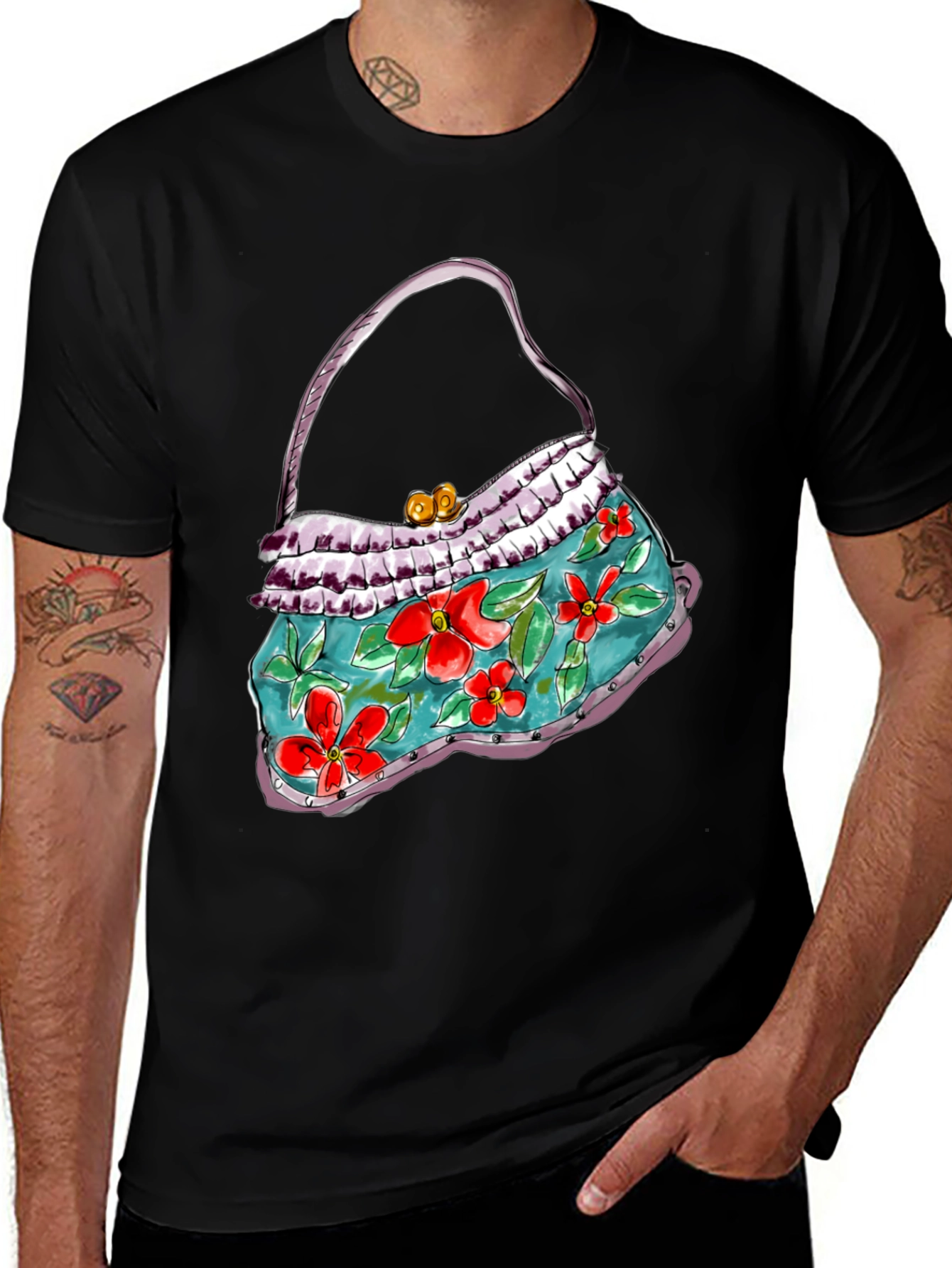 Variant 11 of Floral Purse Graphic T-Shirt