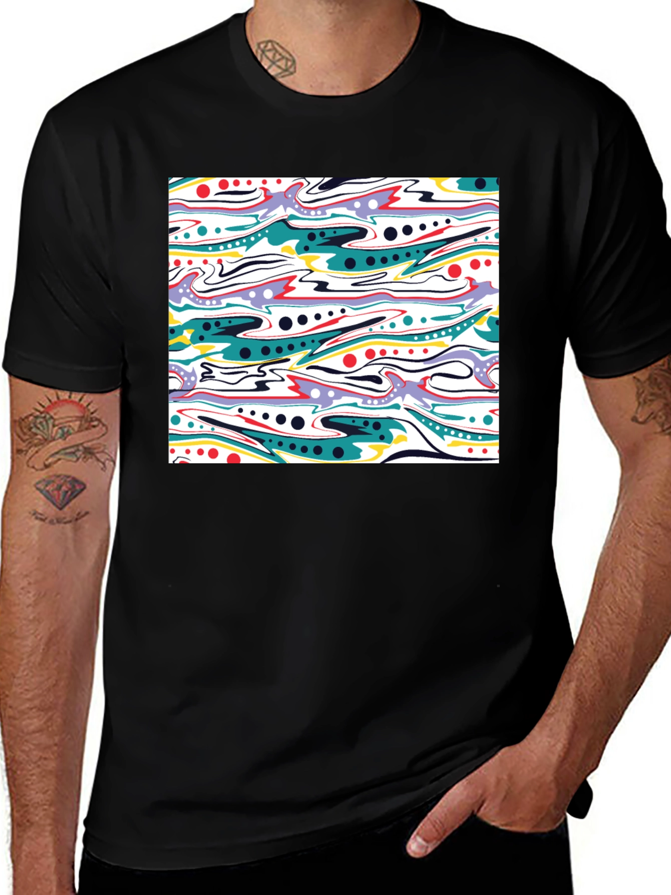 Abstract Wave Print T-Shirt