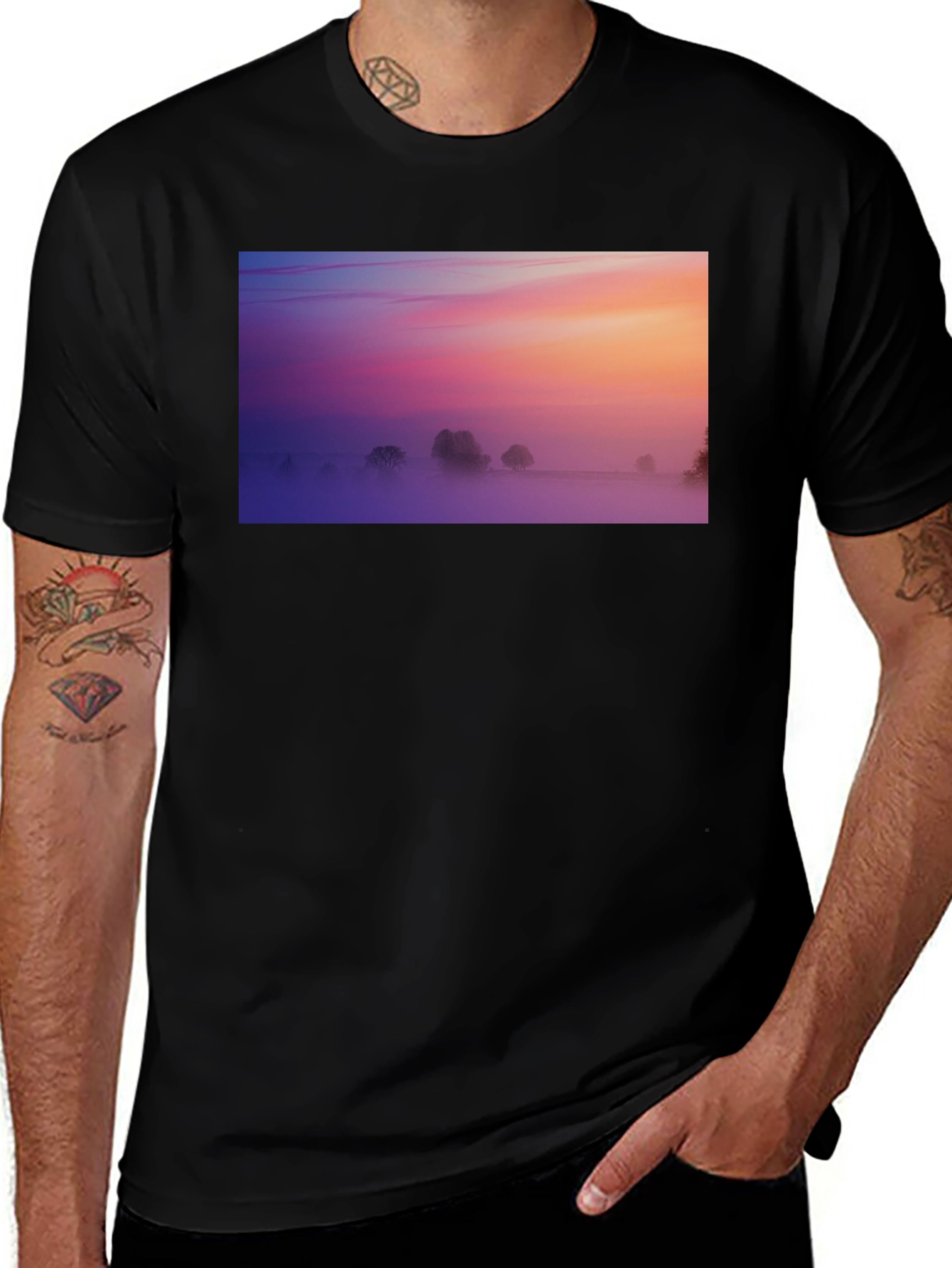 Variant 6 of Sunset Mist Graphic Tee - Soft Cotton Blend