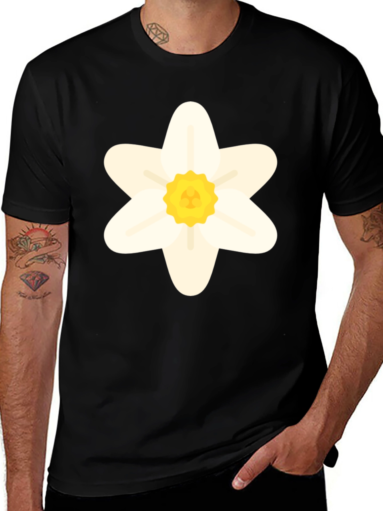 Variant 26 of Daffodil Flower Graphic T-Shirt - Black