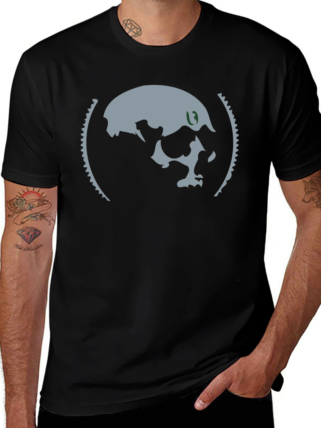 Variant 7 of Skull Graphic Print Men's Black T-Shirt