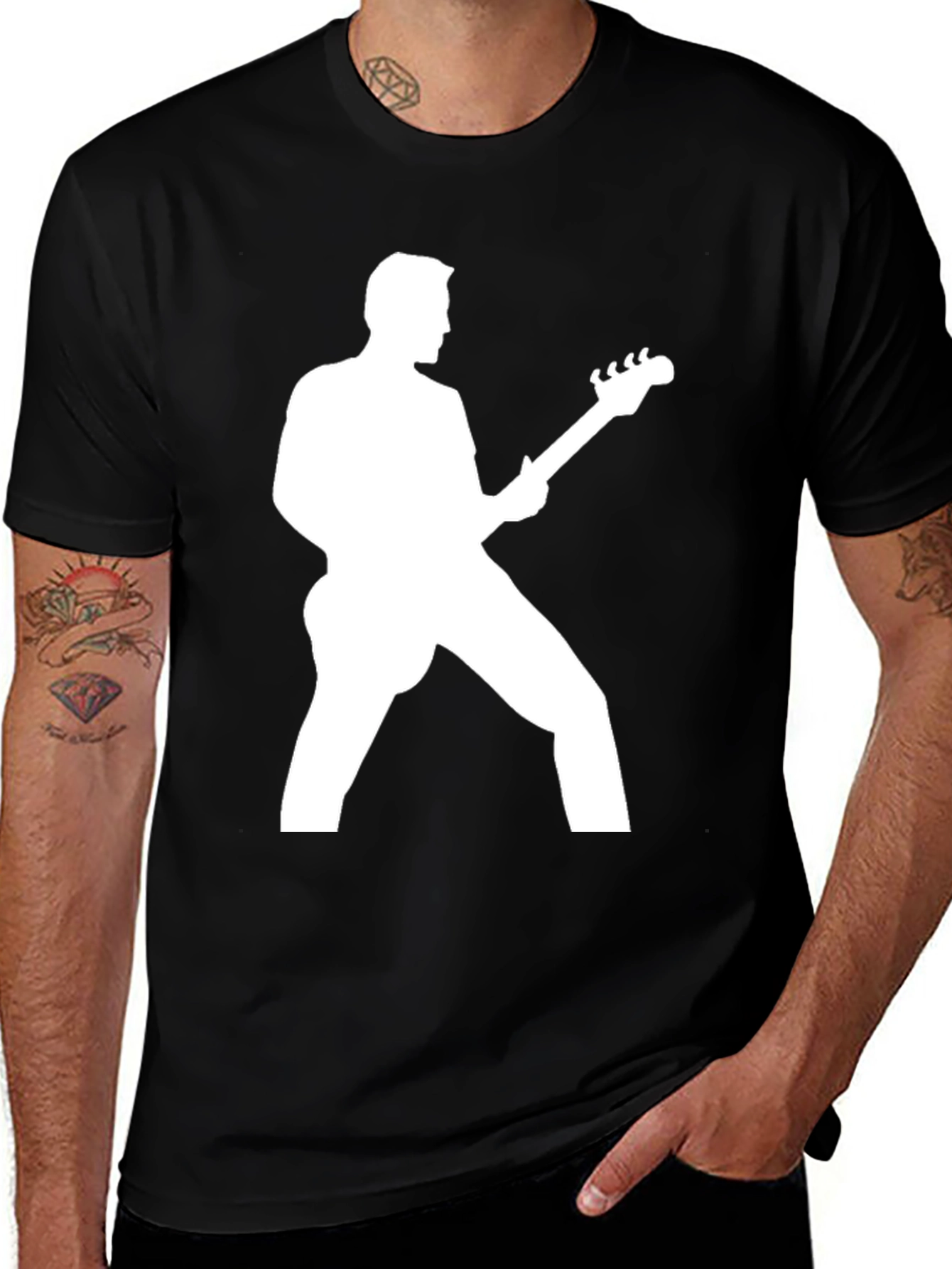 Variant 17 of Bass Guitar Player Graphic Tee - Black