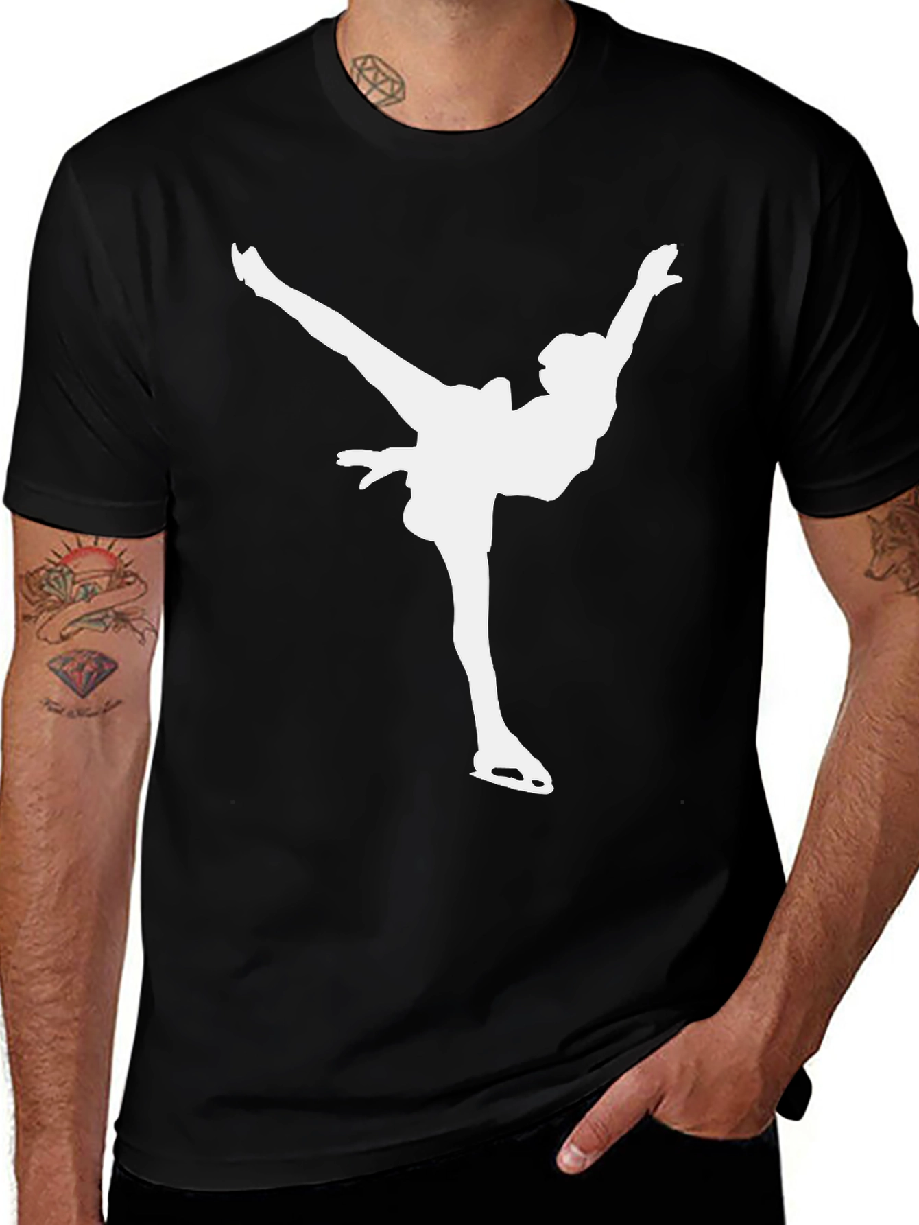 Variant 21 of Figure Skater Graphic Tee - Black Cotton T-Shirt