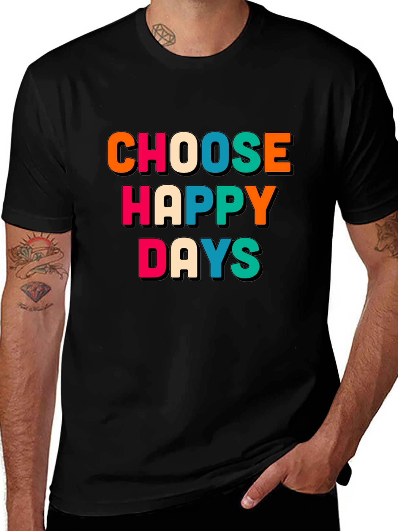 Variant 24 of Choose Happy Days Graphic Tee - Retro Design
