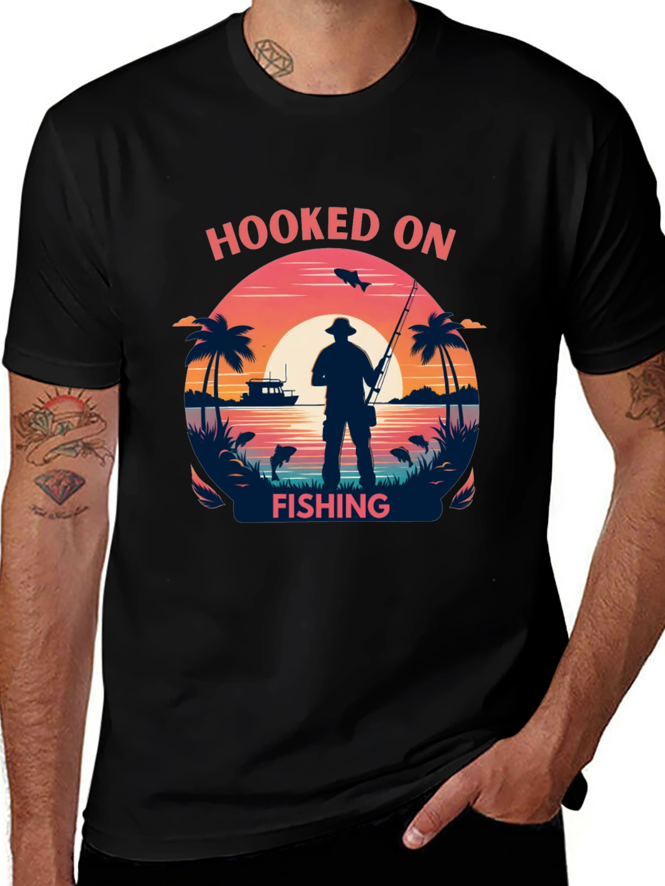Variant 11 of Hooked on Fishing Graphic Tee - Angler's Delight
