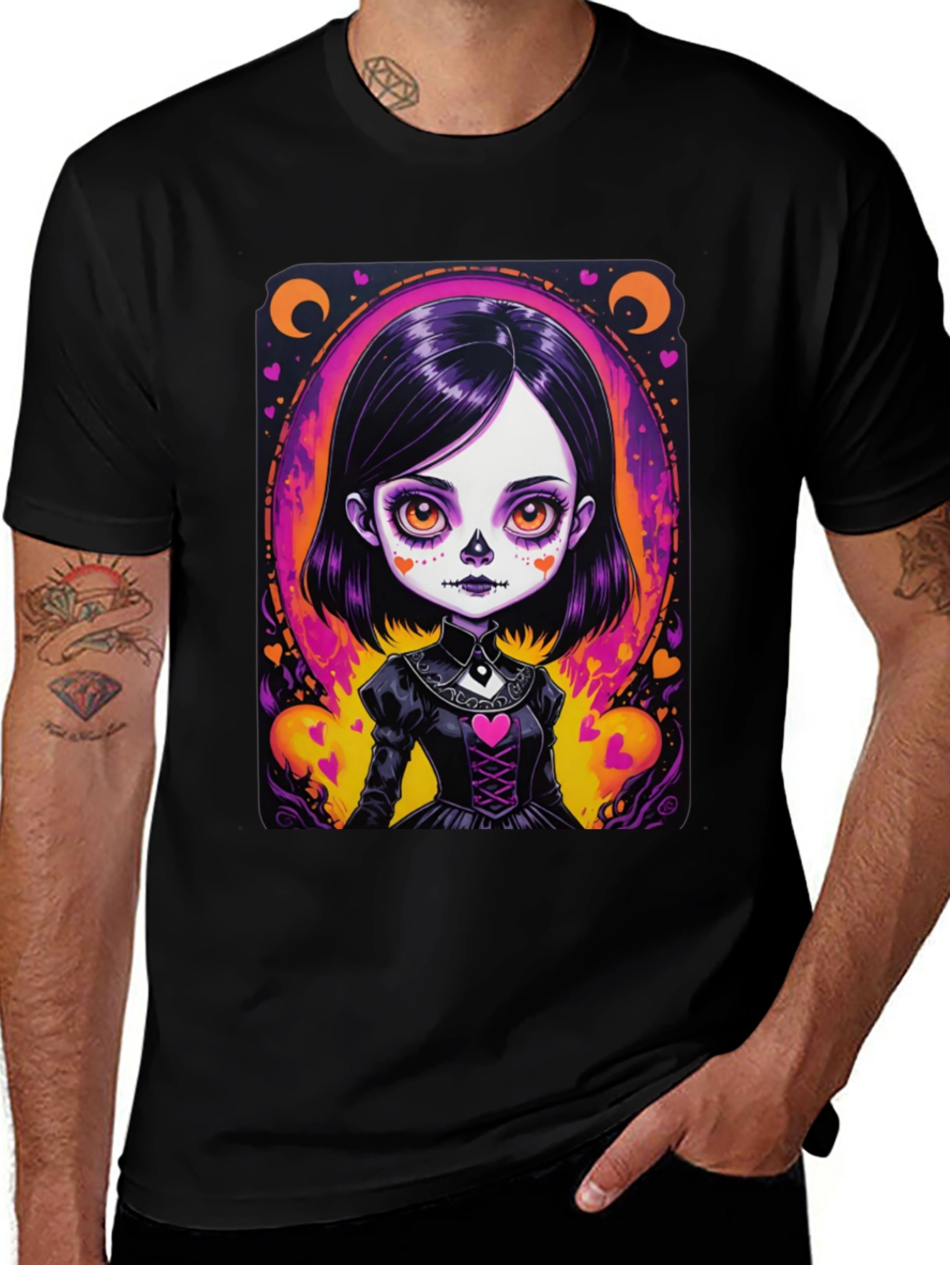 Variant 28 of Gothic Girl T-Shirt - Day of the Dead Style