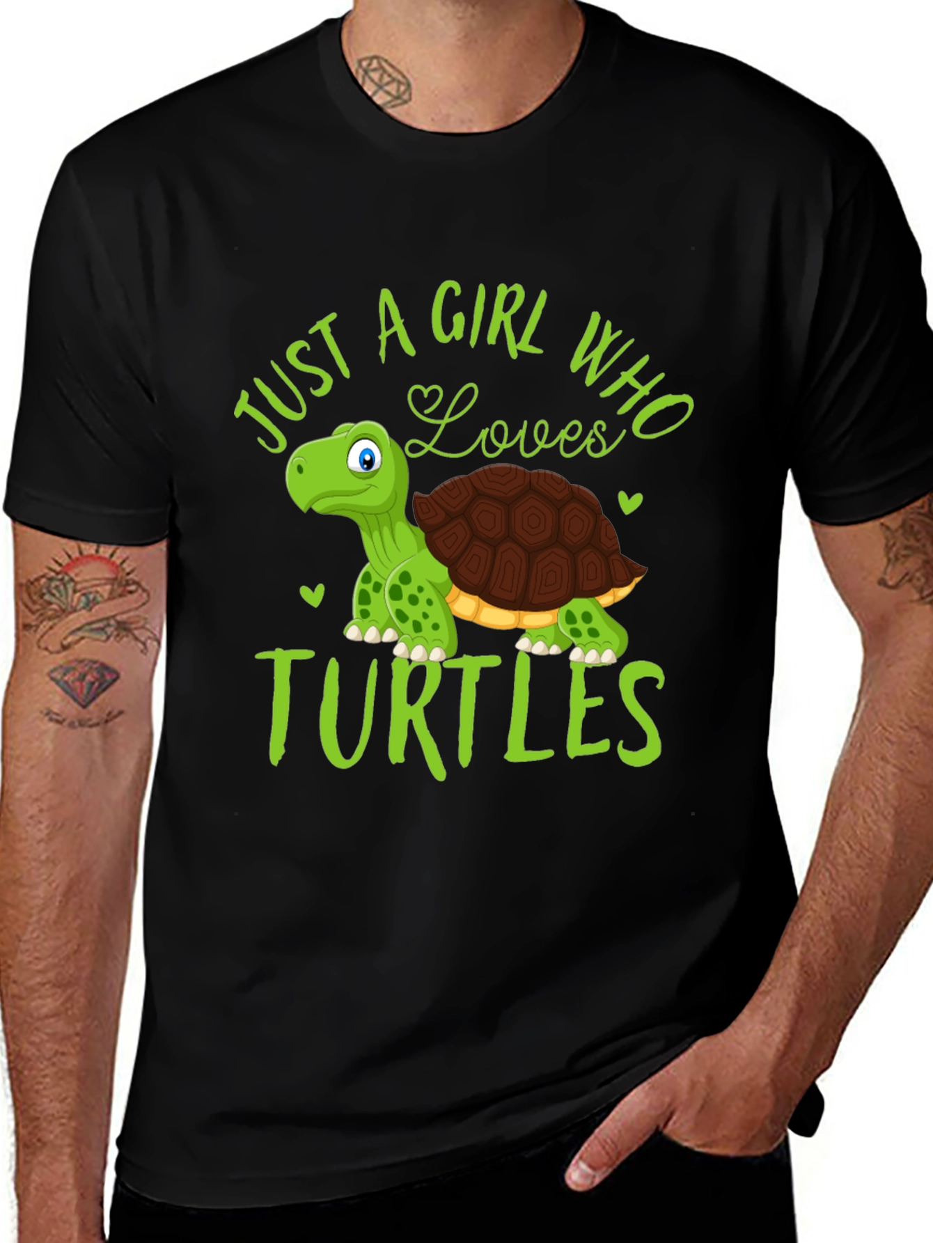 Variant 12 of Girl Loves Turtles T-Shirt - Cute Cartoon Graphic