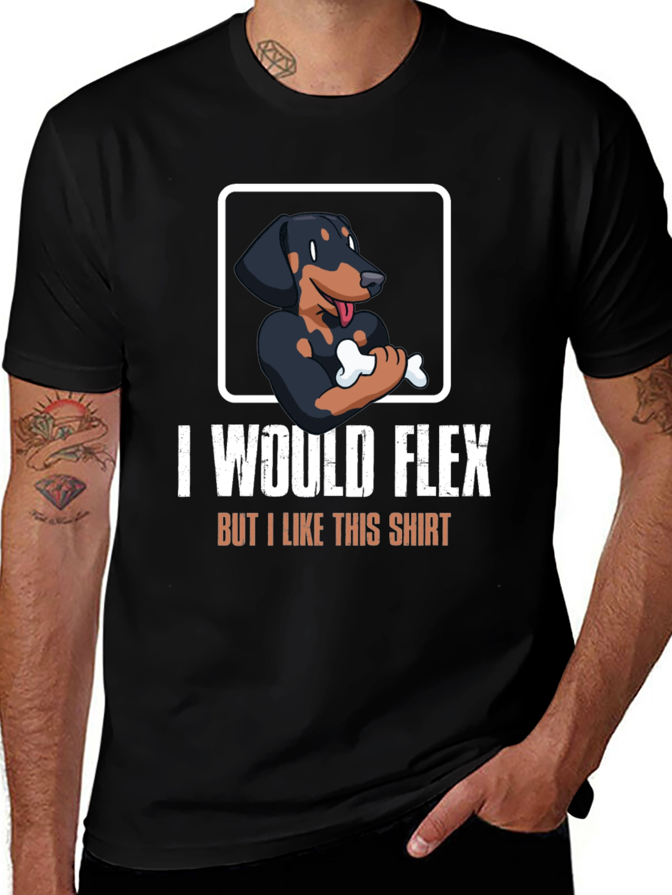 Variant 15 of Dachshund Flex T-Shirt - Funny Dog Lover Tee