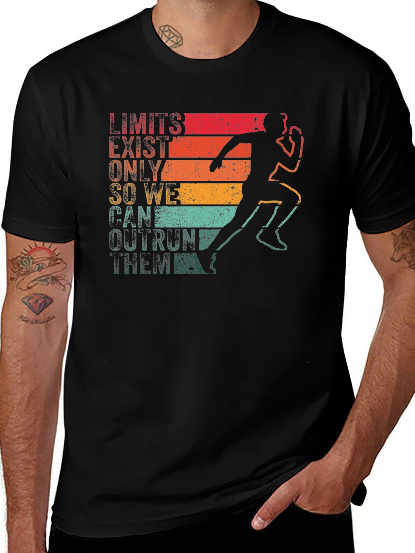 Variant 25 of Retro Runner T-Shirt - Limits Exist, Outrun Them!