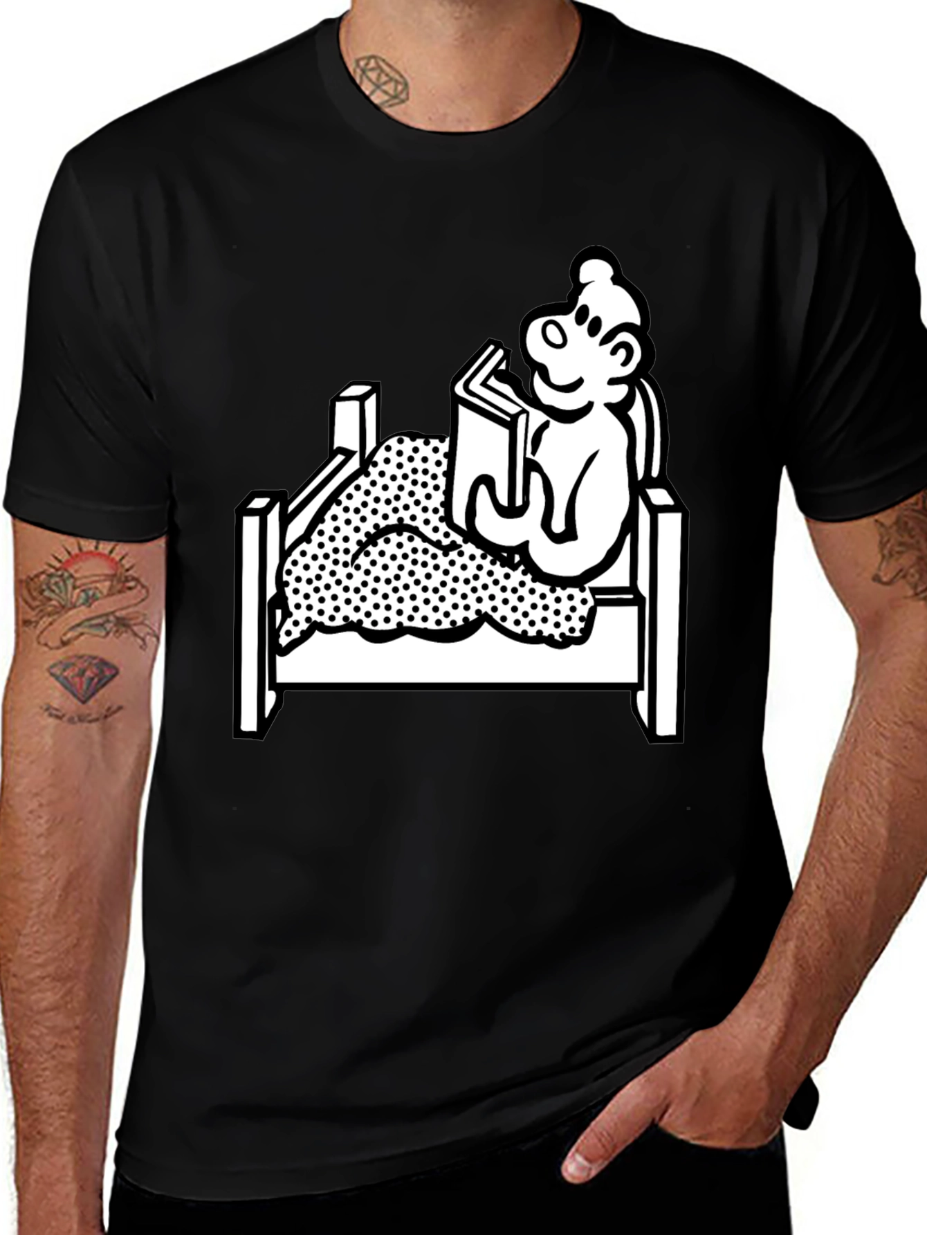 Variant 7 of Reading Bear Graphic Tee - Black Unisex T-Shirt