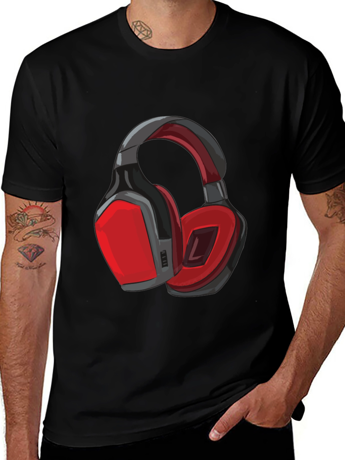 Gamer Headset Graphic Tee - Cool Black T-Shirt