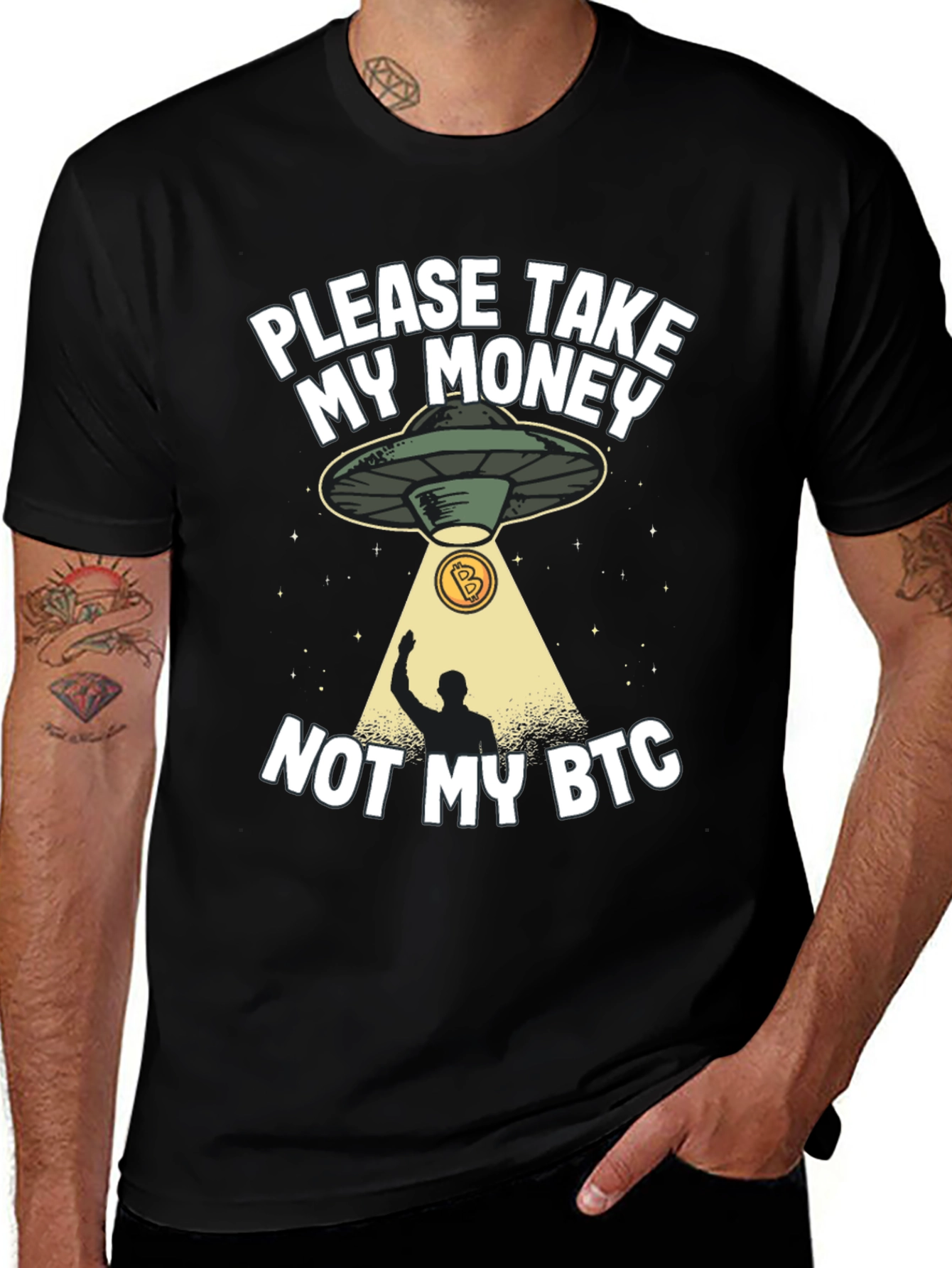Variant 15 of Bitcoin Alien Abduction T-Shirt