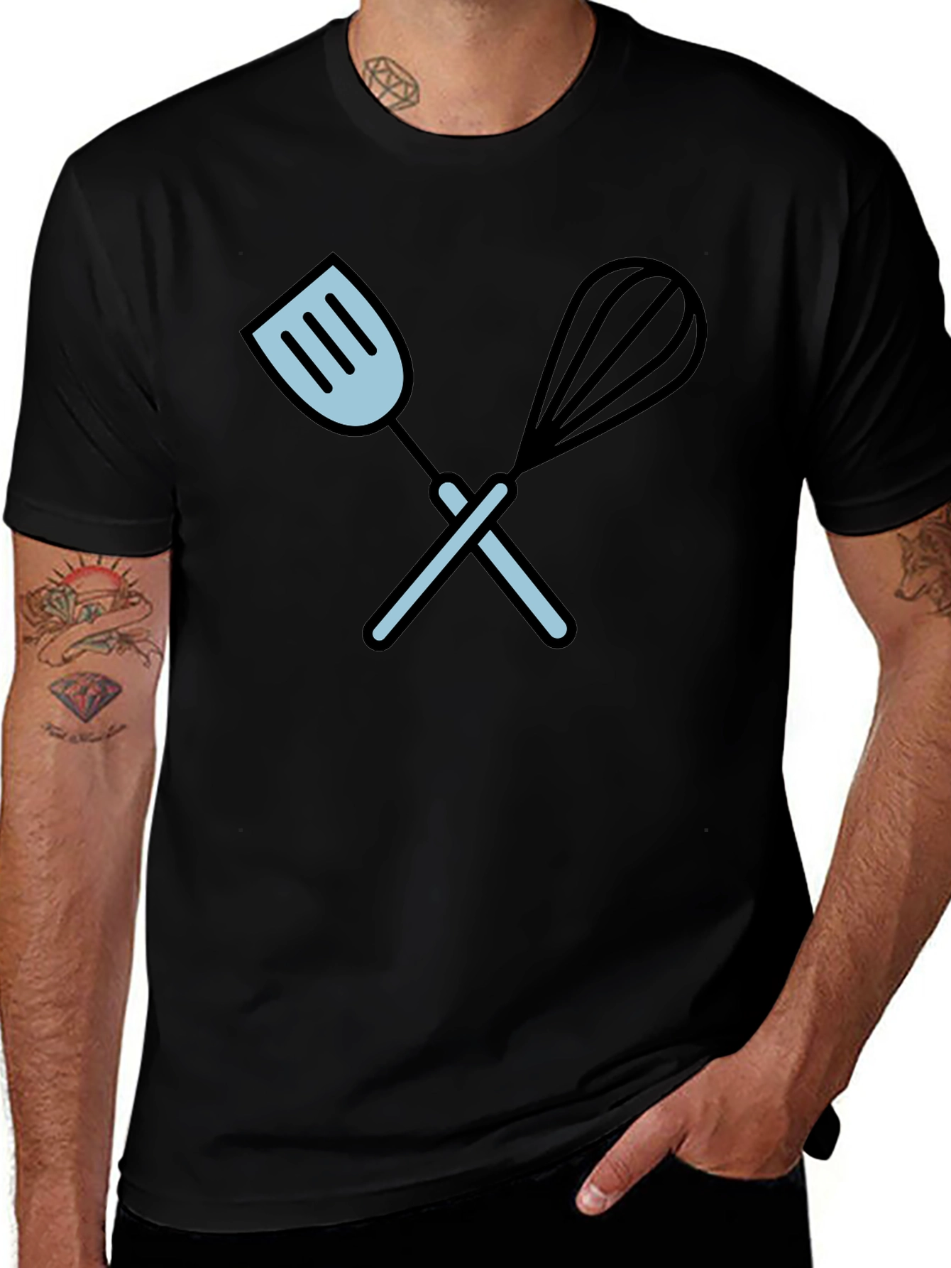 Variant 26 of Chef's Choice Black T-Shirt - Kitchen Utensil Design