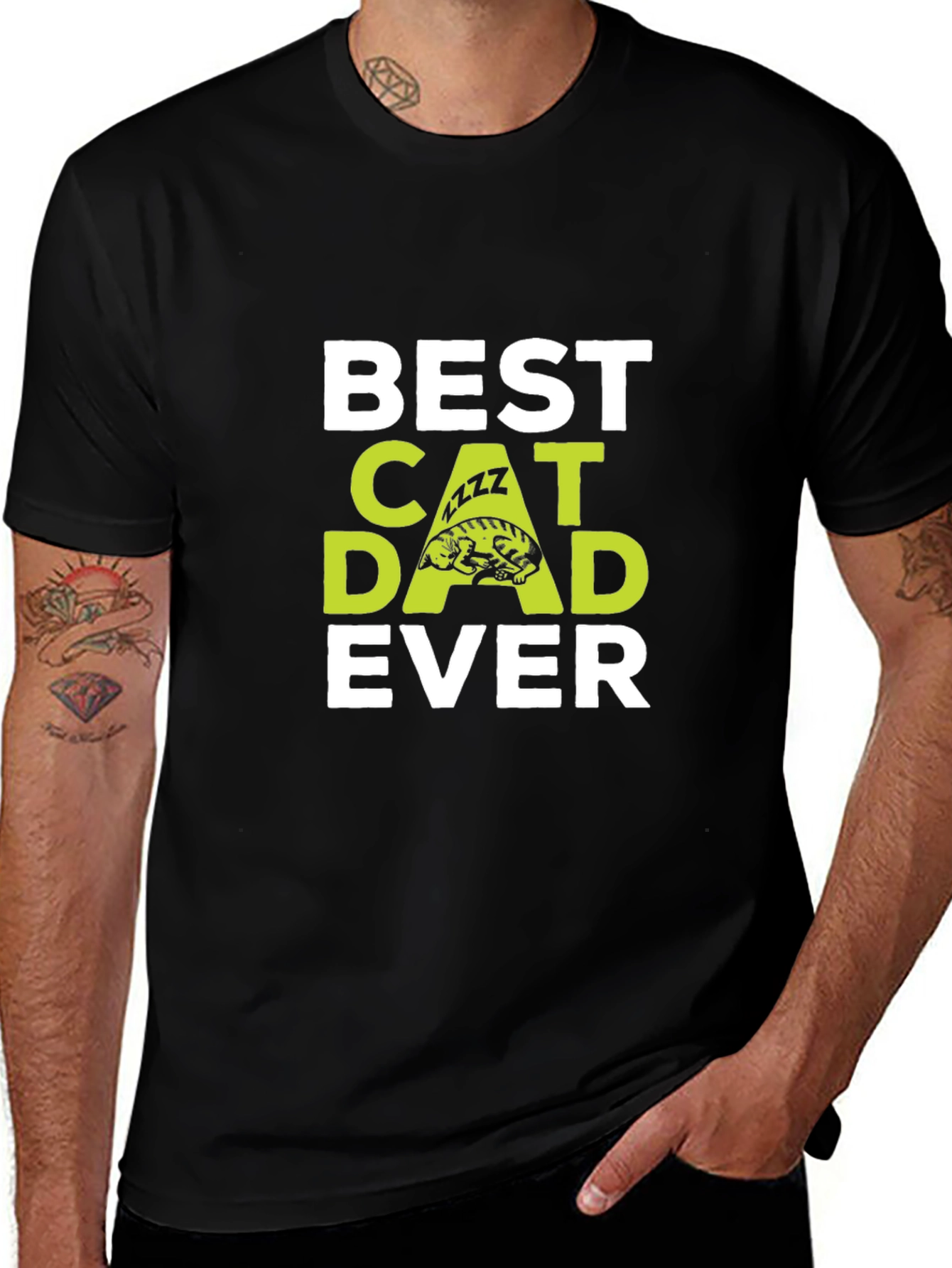Variant 23 of Best Cat Dad Ever Black Graphic Tee