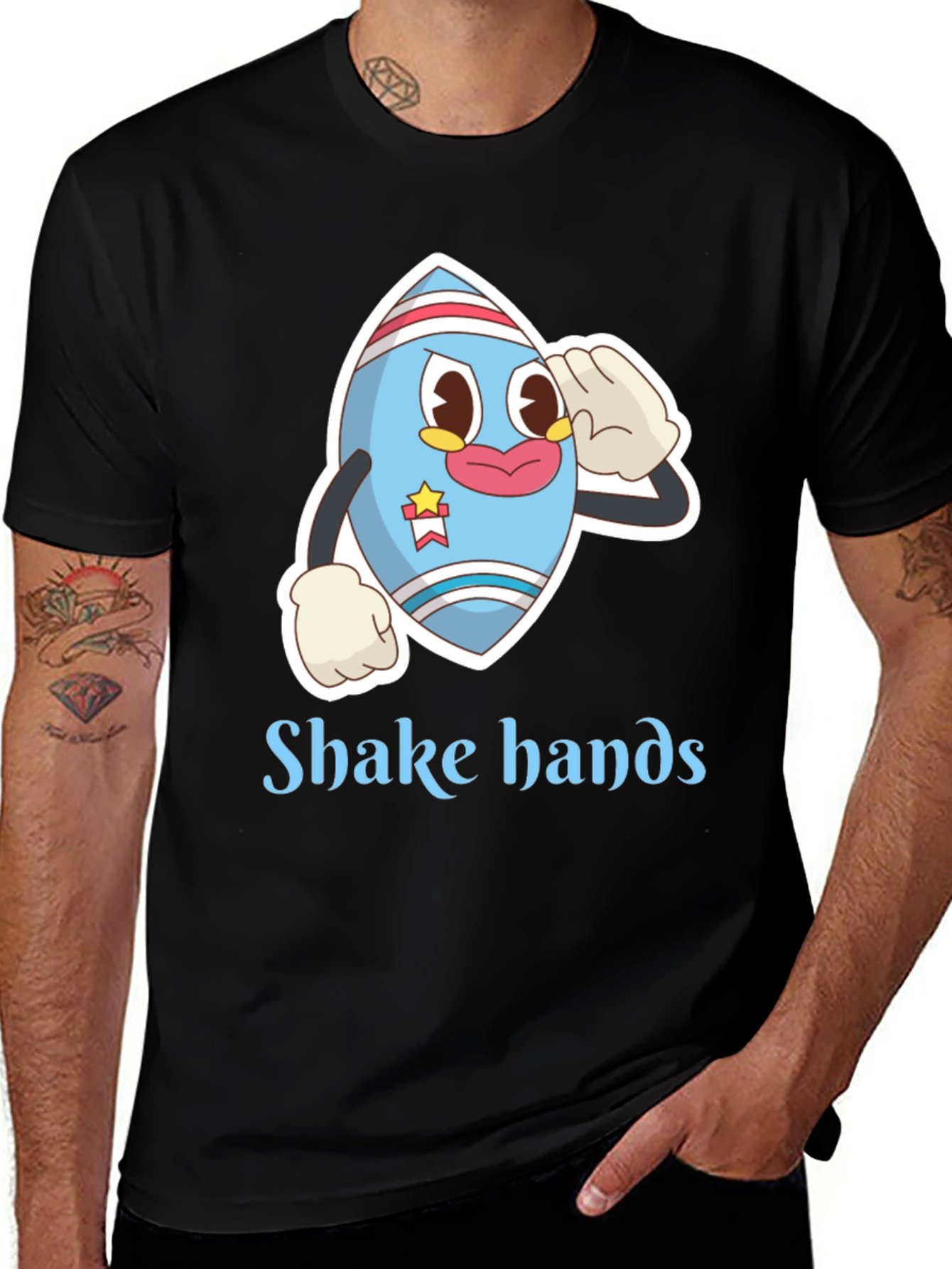 Variant 6 of Cartoon Character Tee - Shake Hands Design