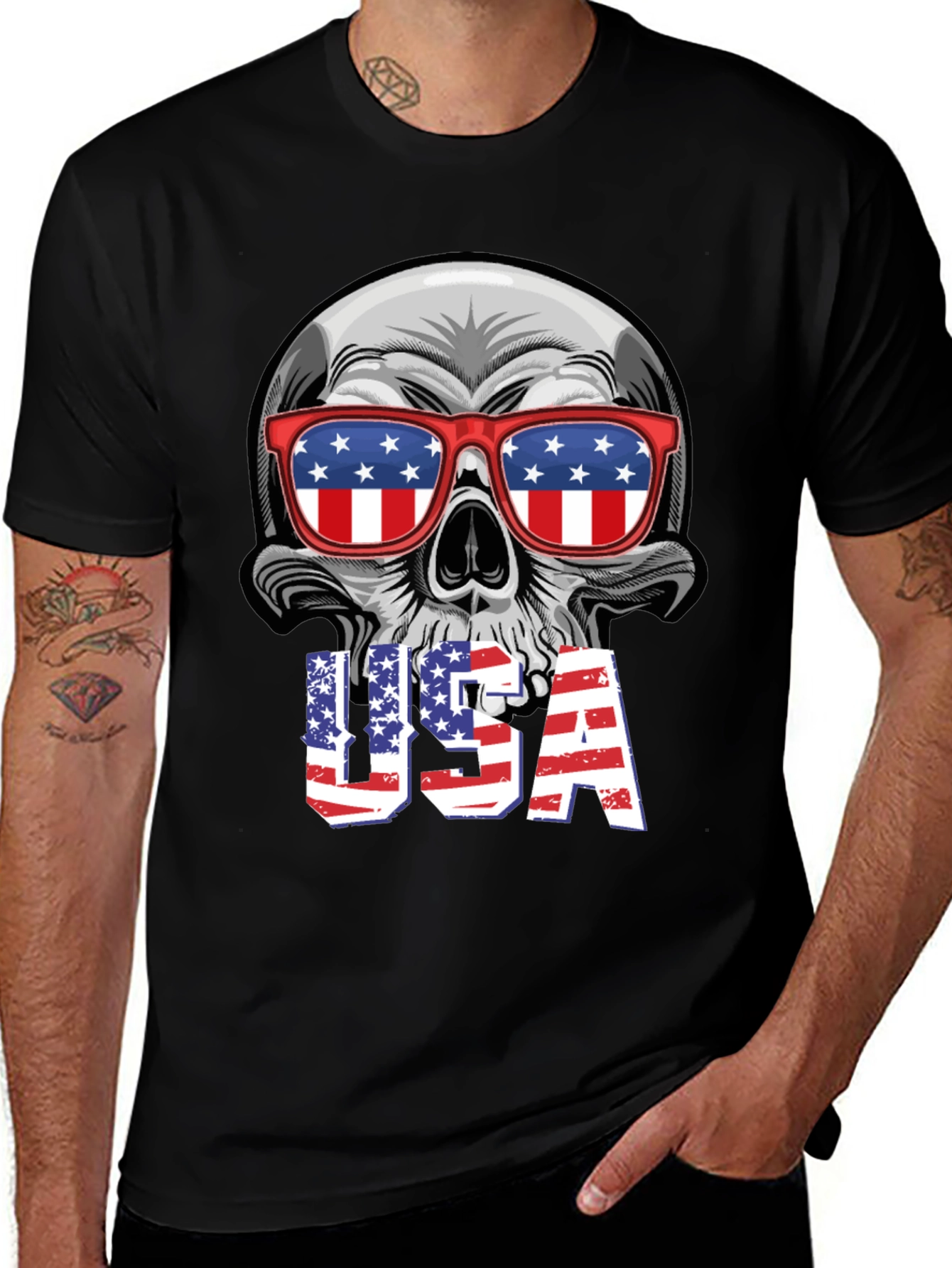 USA Skull Graphic Tee - Patriotic T-Shirt