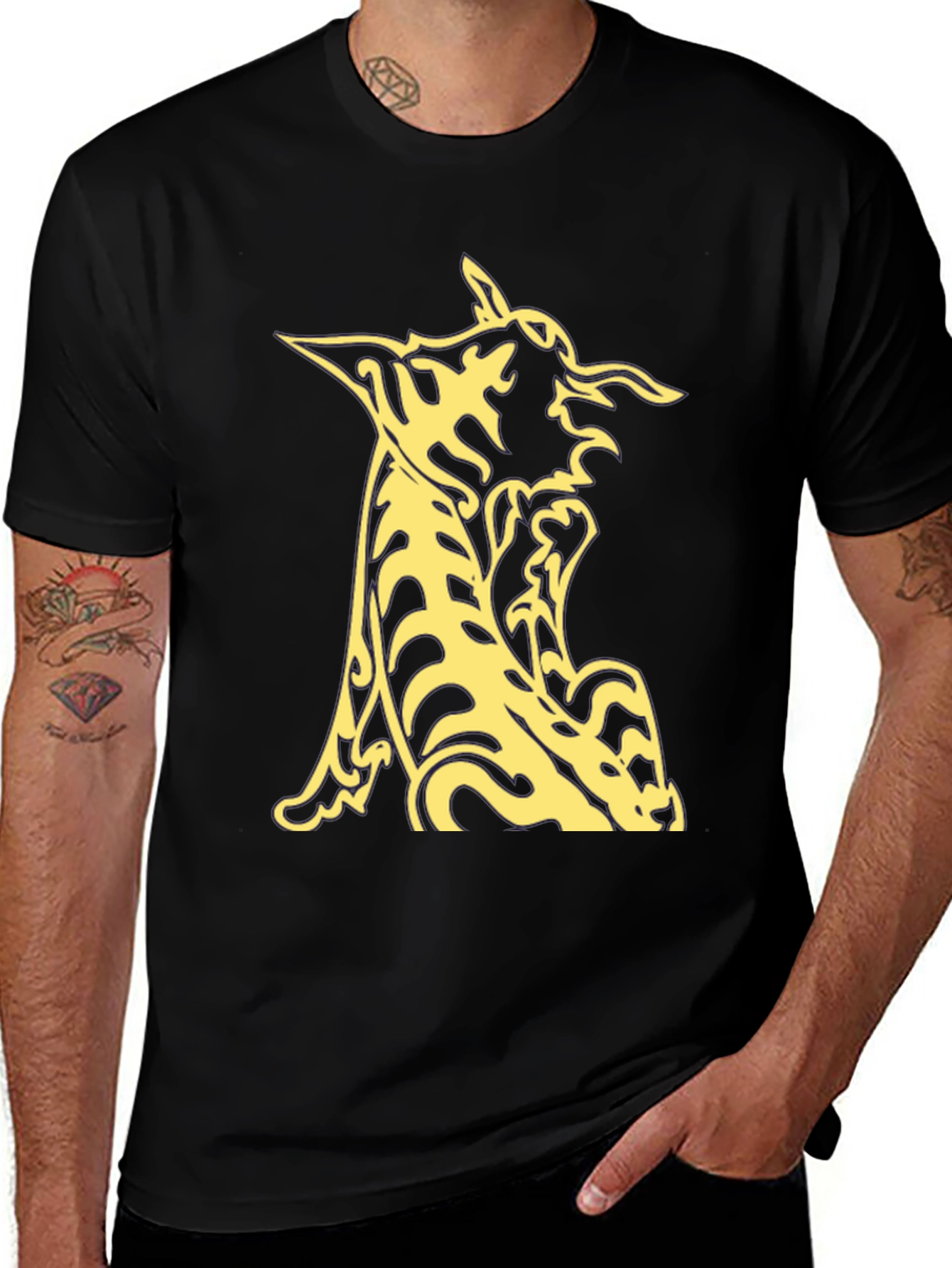 Variant 22 of Black T-Shirt with Abstract Animal Graphic